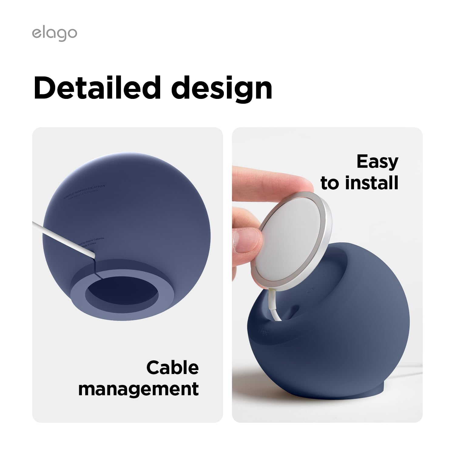 elago MS2 MagSafe Charging Stand for iPhone 16/15/14/13/12 Series - Premium Silicone Phone Holder Dock (Jean Indigo) | Wireless Charger Stand for Home, Office & Nightstand Use [Charger Not Included]