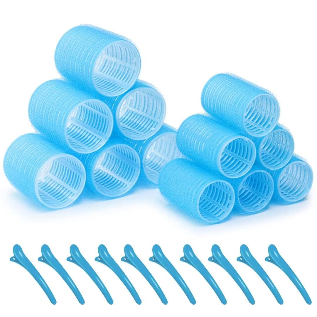 SIYAA Self-Grip Hair Roller Set - 12 Pack Salon Quality Heatless Curlers for Women & Girls | DIY Styling Tools for Beach Waves, Bed Head & Special Occasions