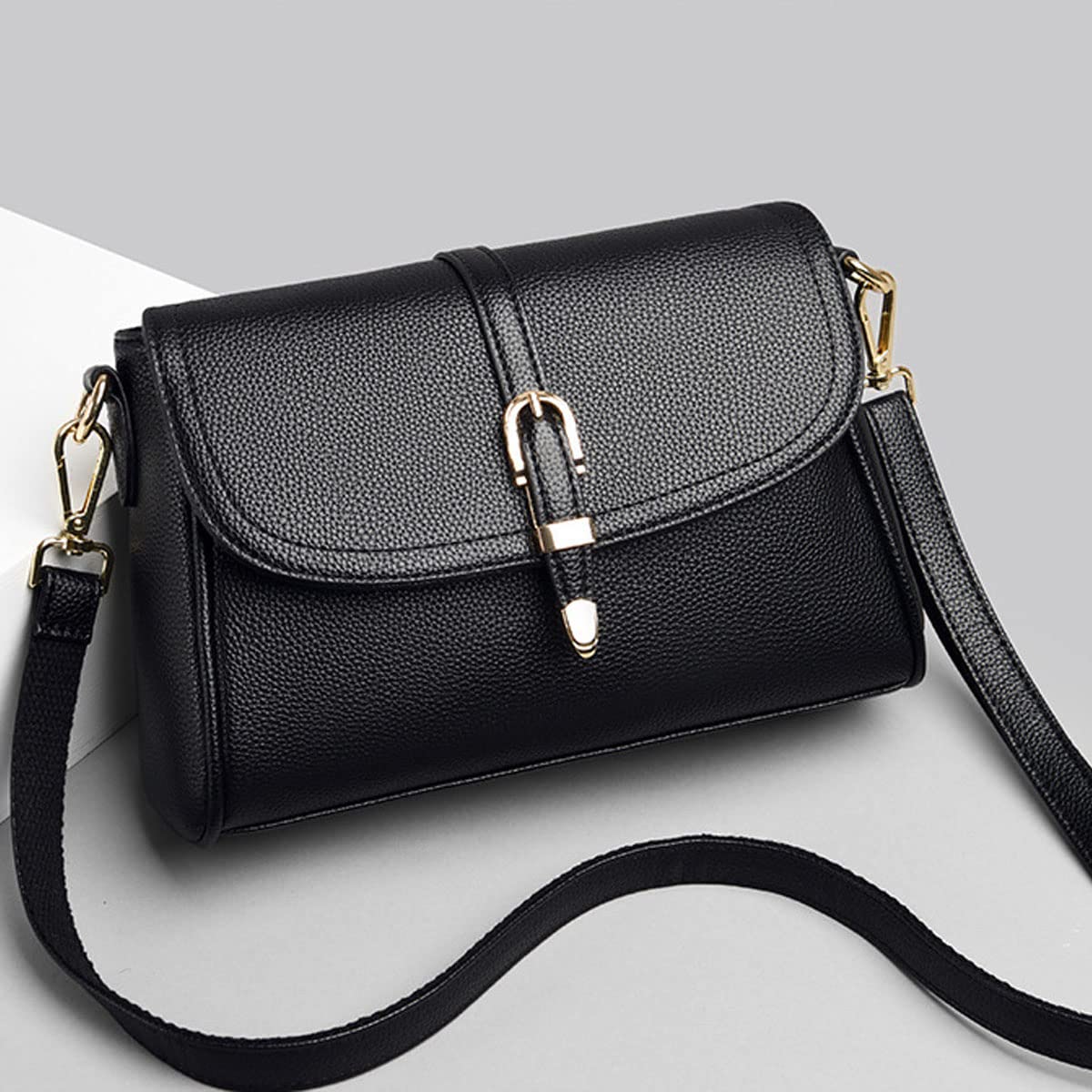 Women's PU Leather Crossbody Bag - Multi-Pocket Satchel with Detachable Straps for Work & Travel