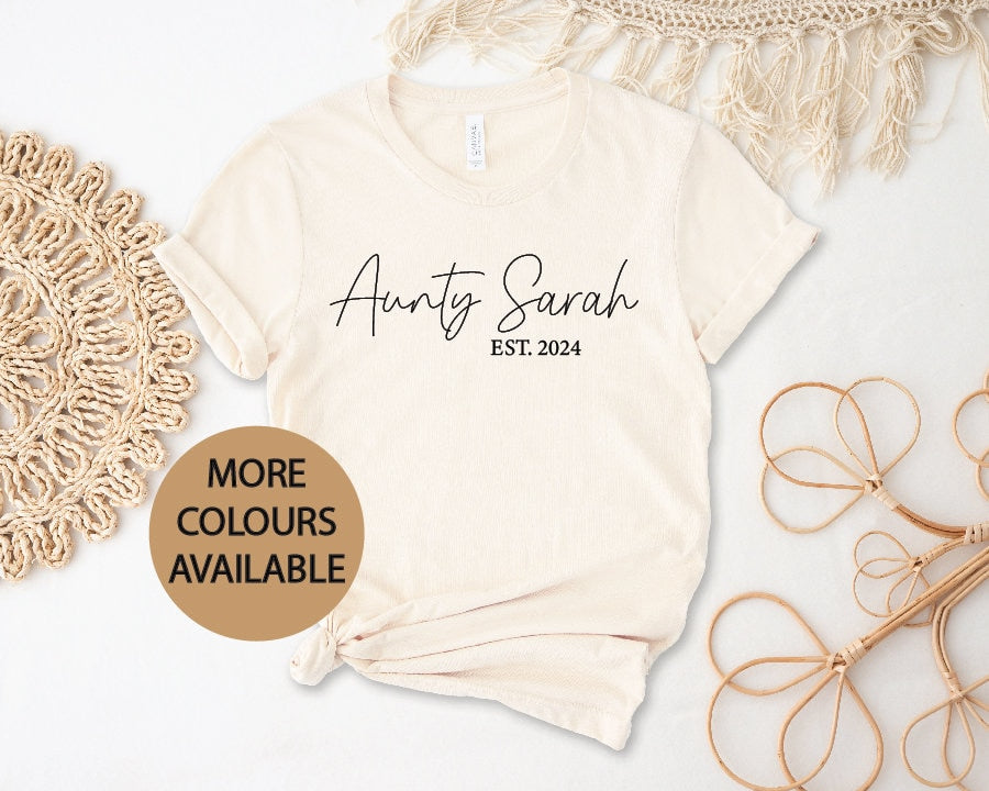 Custom Personalized Name & Date Aunty T-Shirt - Perfect for Birthdays, Anniversaries & Family Reunions