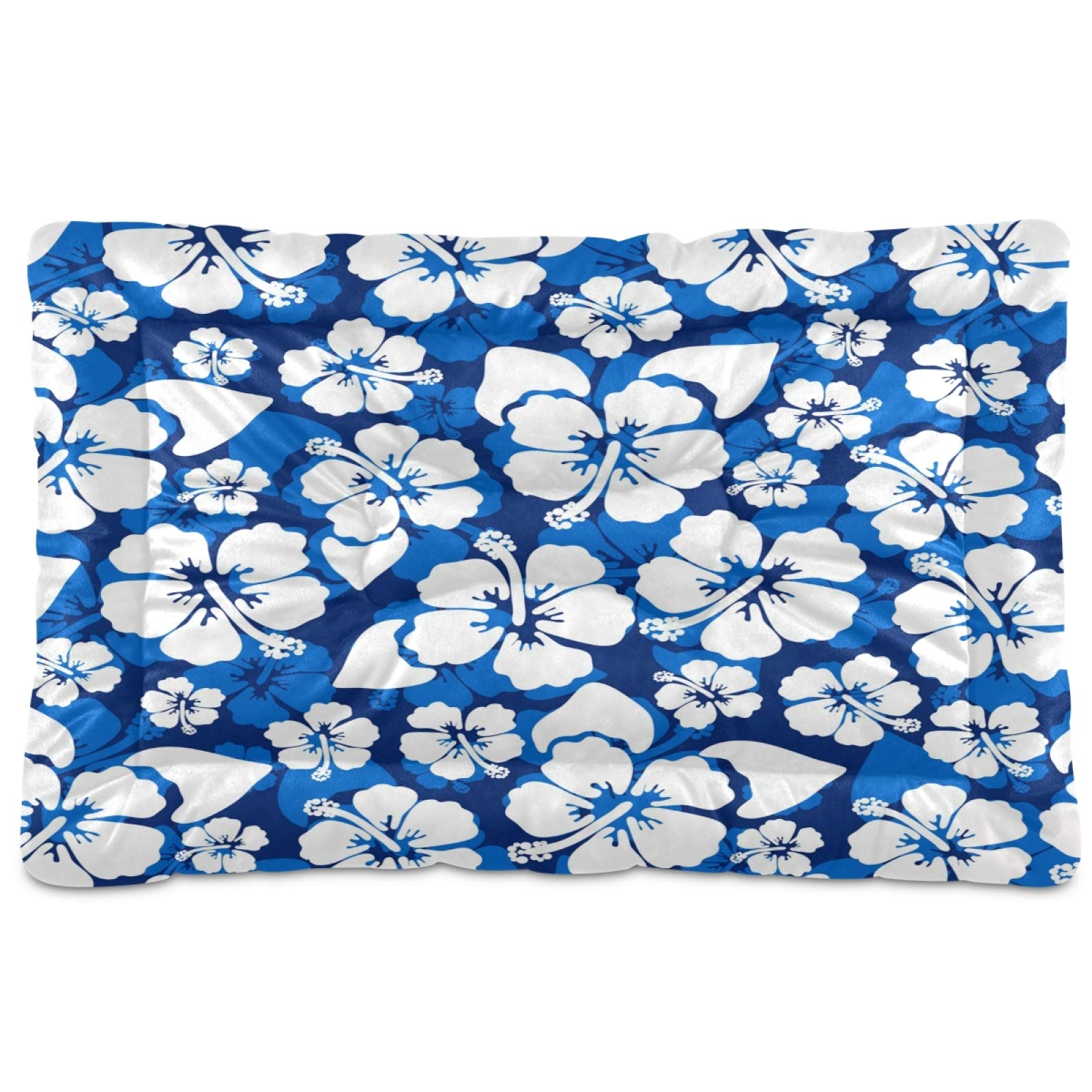 KEEPREAL Hawaiian Hibiscus Pet Bed - Ultra Soft Rectangle Dog & Cat Bed for Small, Medium, Large Pets - 36x24 Inch Comfortable Calming Bed - Perfect for Home, Living Room, or Bedroom