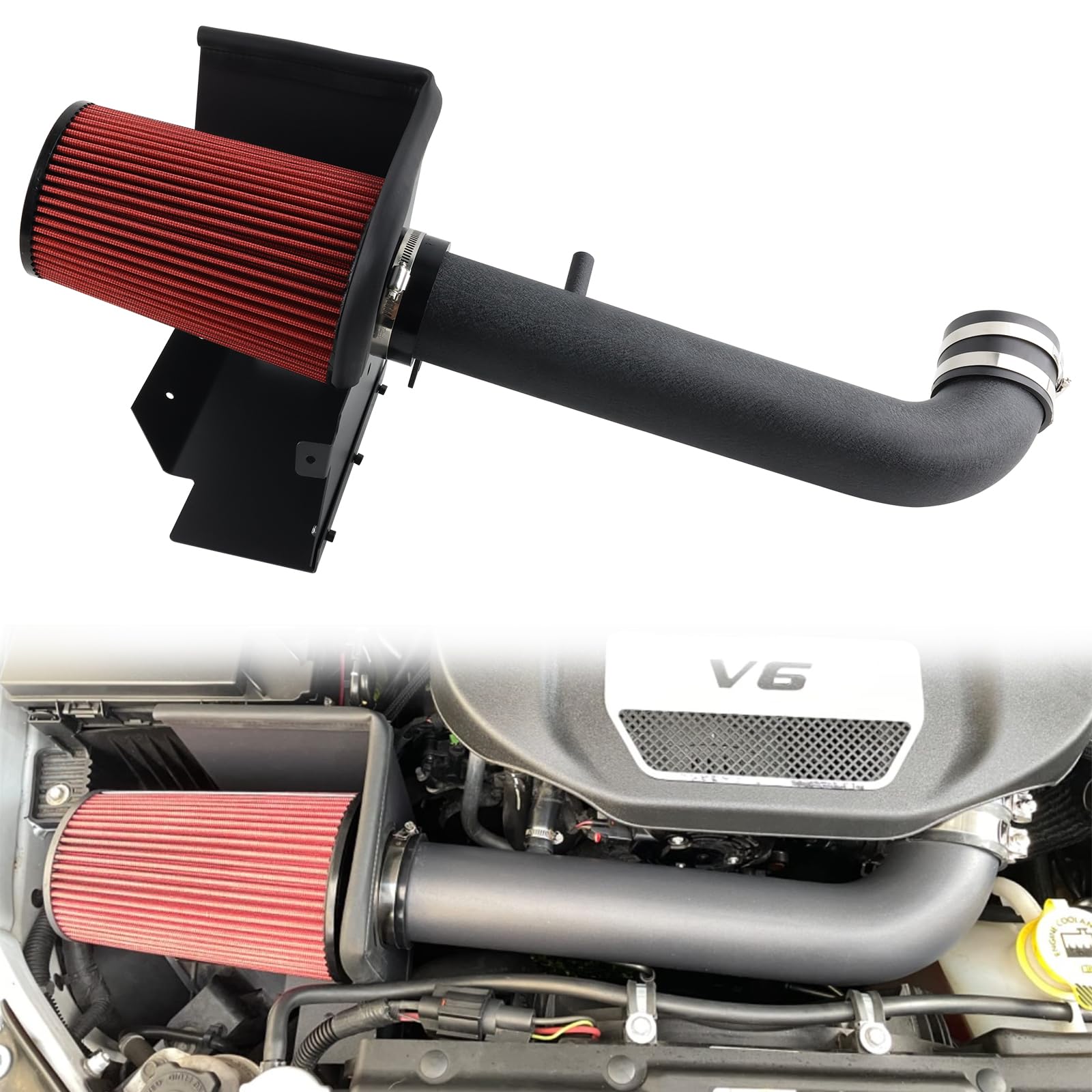 High Performance Cold Air Intake Kit with Heat Shield for 2012-2018 Jeep Wrangler JK 3.6L V6 - Improve Engine Power & Fuel Efficiency for Off-Road Adventures