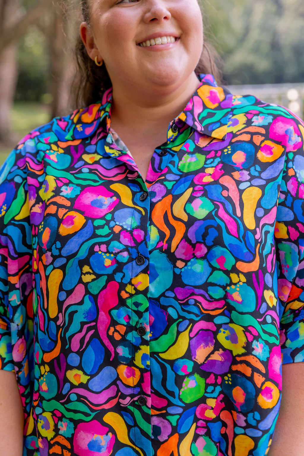 Kasey Rainbow Tammin Shirt - Stylish African Print Women's Top for Casual Wear & Summer Outfits