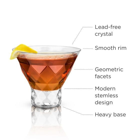 Viski Premium Gem Crystal Martini Glasses Set - Elegant Cocktail Glasses for Martini, Cosmopolitan & Margarita - Perfect for Home Bars, Parties & Wedding Receptions