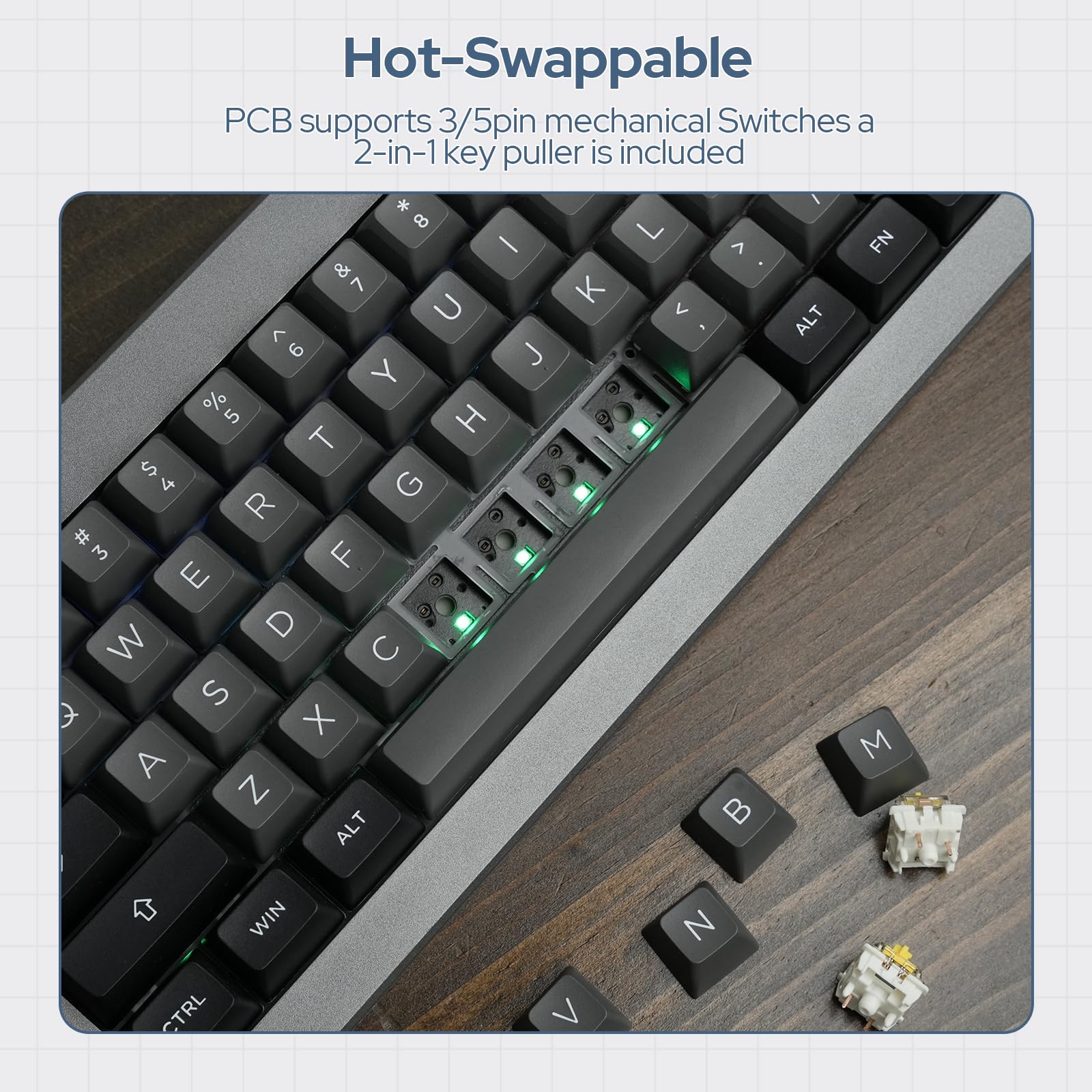 EPOMAKER Shadow-X Wireless Mechanical Keyboard - Hot-Swap, Bluetooth, USB-C for Gaming with Screen