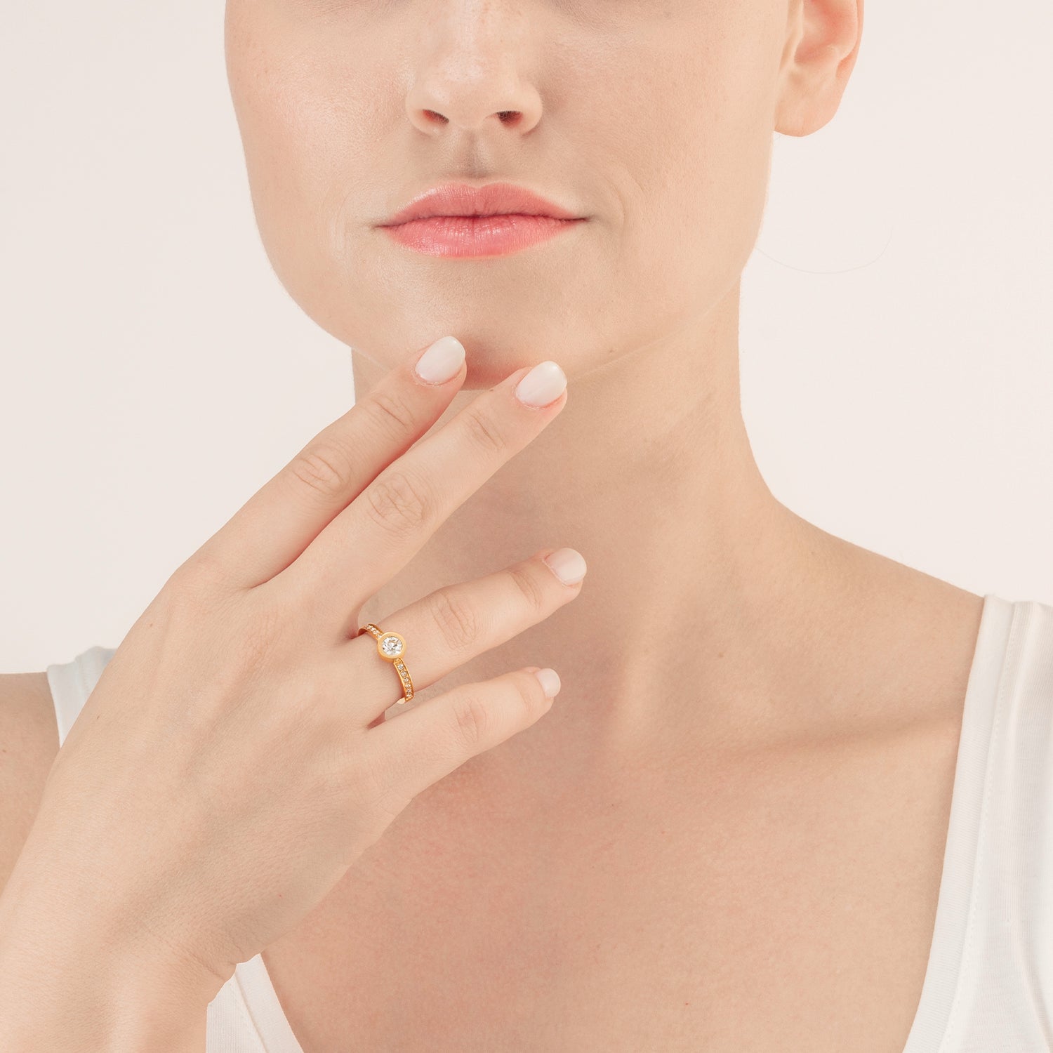 Sparkling Dots Gold Crystal Ring - Elegant Jewelry for Women, Perfect for Weddings, Parties & Special Occasions