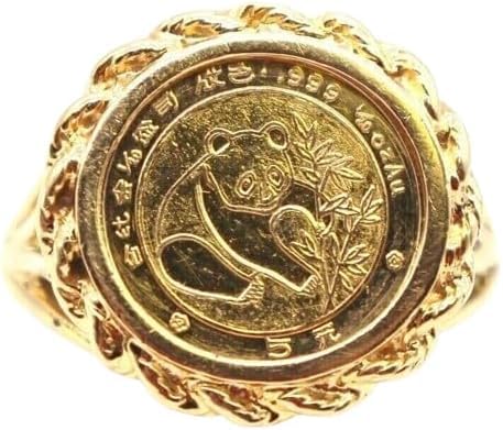 Drizzle Jewels Panda Bear Coin Ring for Women - 14K Yellow Gold Plated 925 Sterling Silver Ring, Size 7.25 - Cute Animal Jewelry Gift for Girlfriend, Wife, Daughter - Perfect for Casual Wear, Date Night & Special Occasions