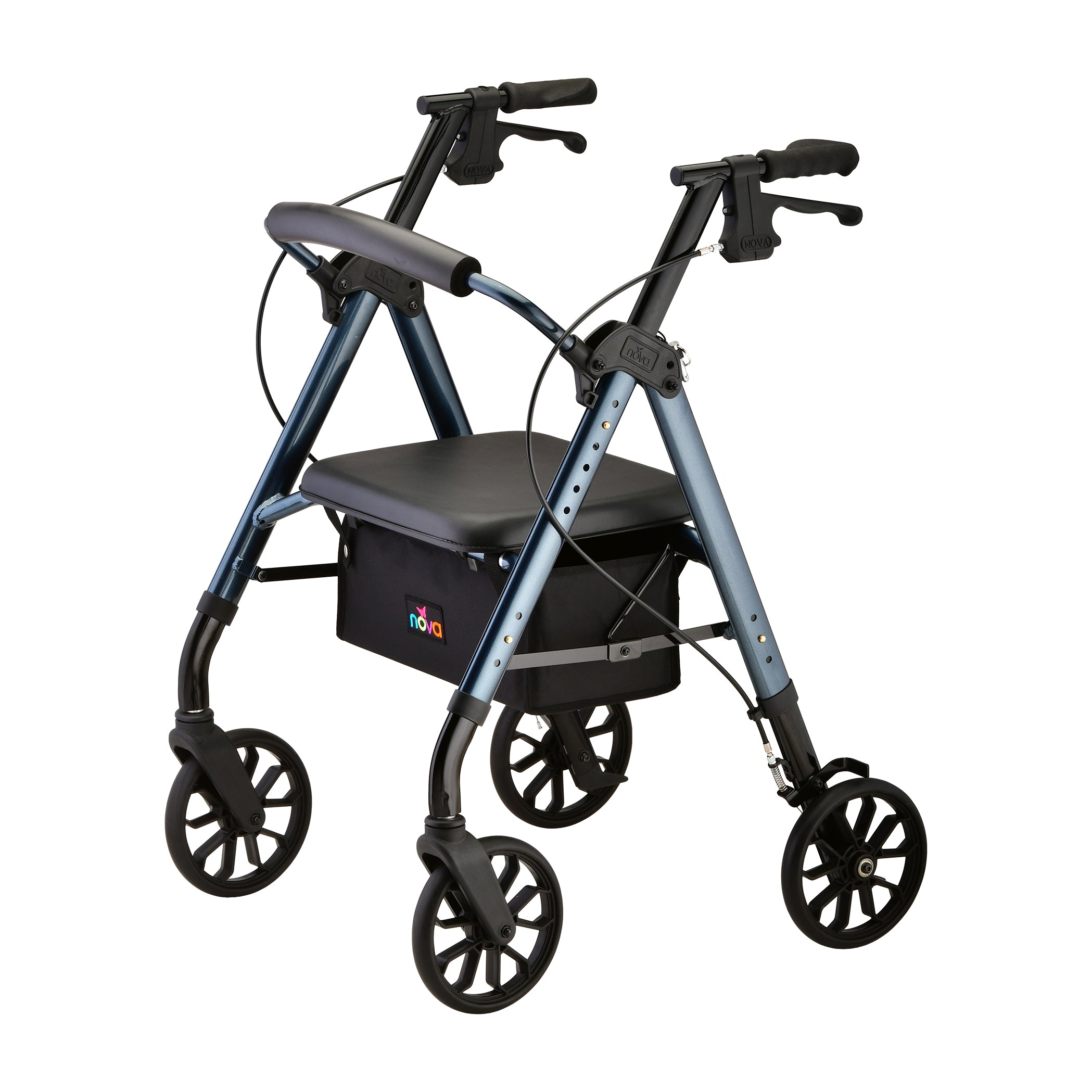 Nova Star 8 Rollator Walker - Lightweight Mobility Aid for Seniors & Adults with Wheels, Seat & Hand Brakes - Ideal for Indoor & Outdoor Use, Shopping, Travel & Daily Walking Support