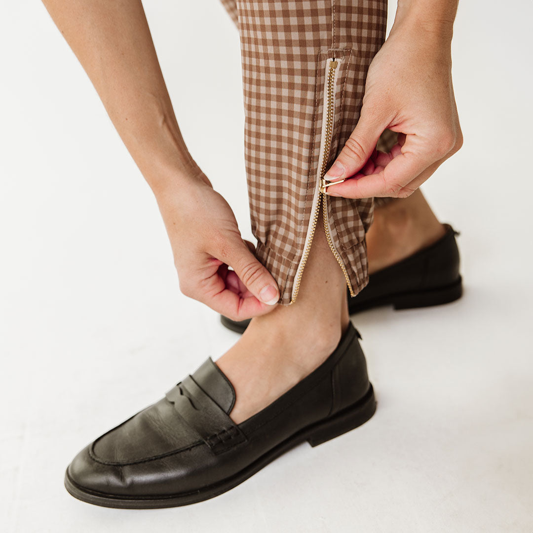 Cinnamon Check Jetsetters - Stylish and Comfortable Travel Outfit for Women | Perfect for Airports, Vacations, and Casual Wear