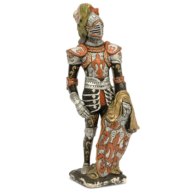 Black & Orange Knight Statue - Medieval Home Decor, Gothic Warrior Sculpture for Bookshelf, Office, or Game Room Display - Perfect for Halloween, D&D, and Fantasy Theming