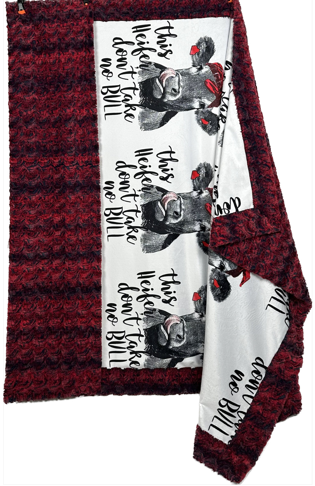 High-Quality Large Blanket 55x78 - Premium Spoonflower Fabric - Perfect for Farmhouse Decor, Cozy Bedding & Outdoor Picnics | This Heifer Don't Take No Bull Design