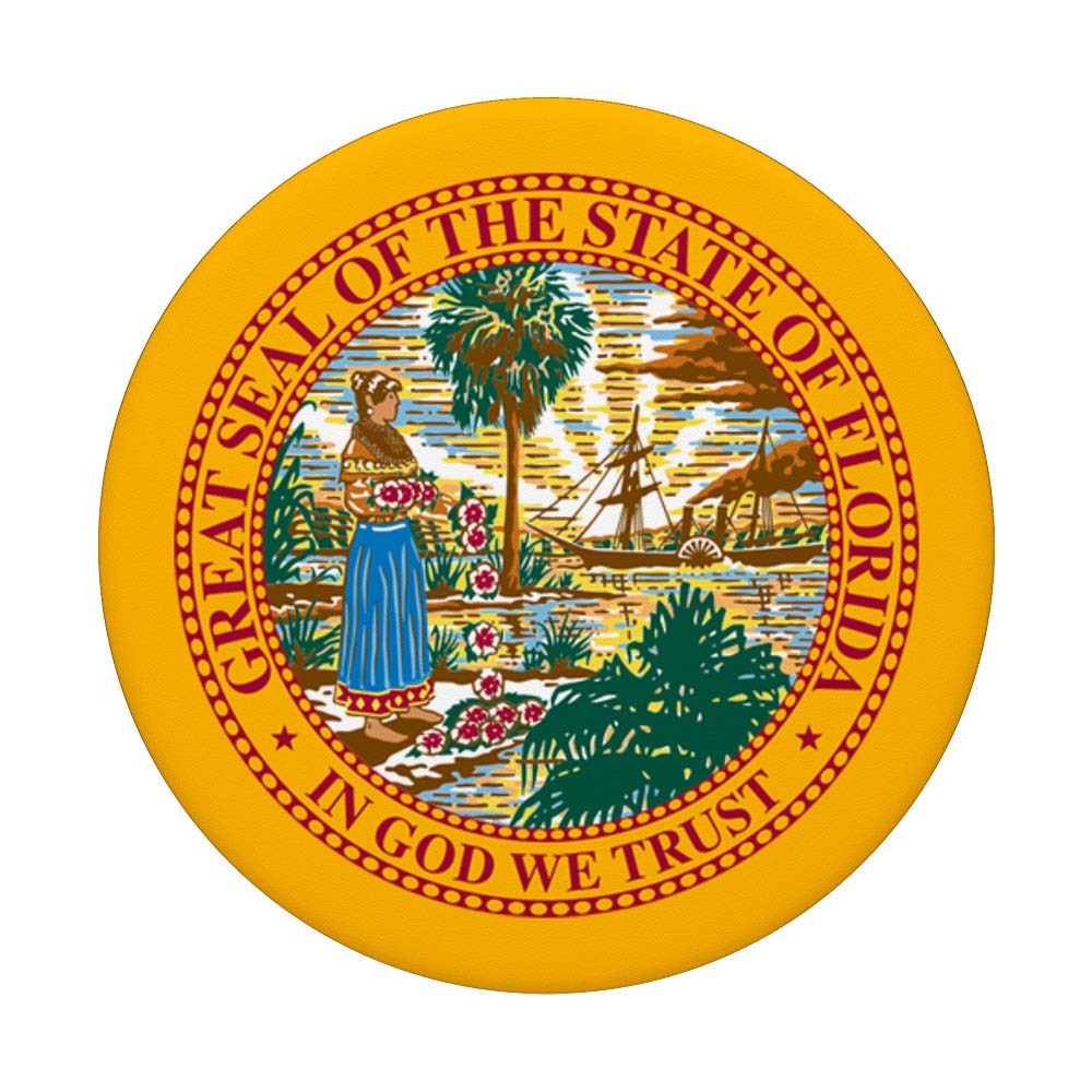 Florida State Seal Flag PopSockets PopGrip - Swappable Phone & Tablet Grip with USA Design | Perfect for Travel, Office, and Everyday Use