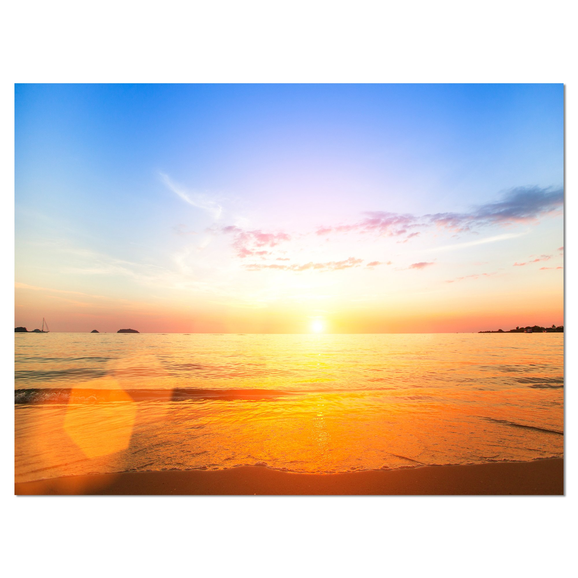 Stunning Sunset Over Yellow Waters Modern Beach Canvas Art Print - Perfect for Living Room, Bedroom & Coastal Decor