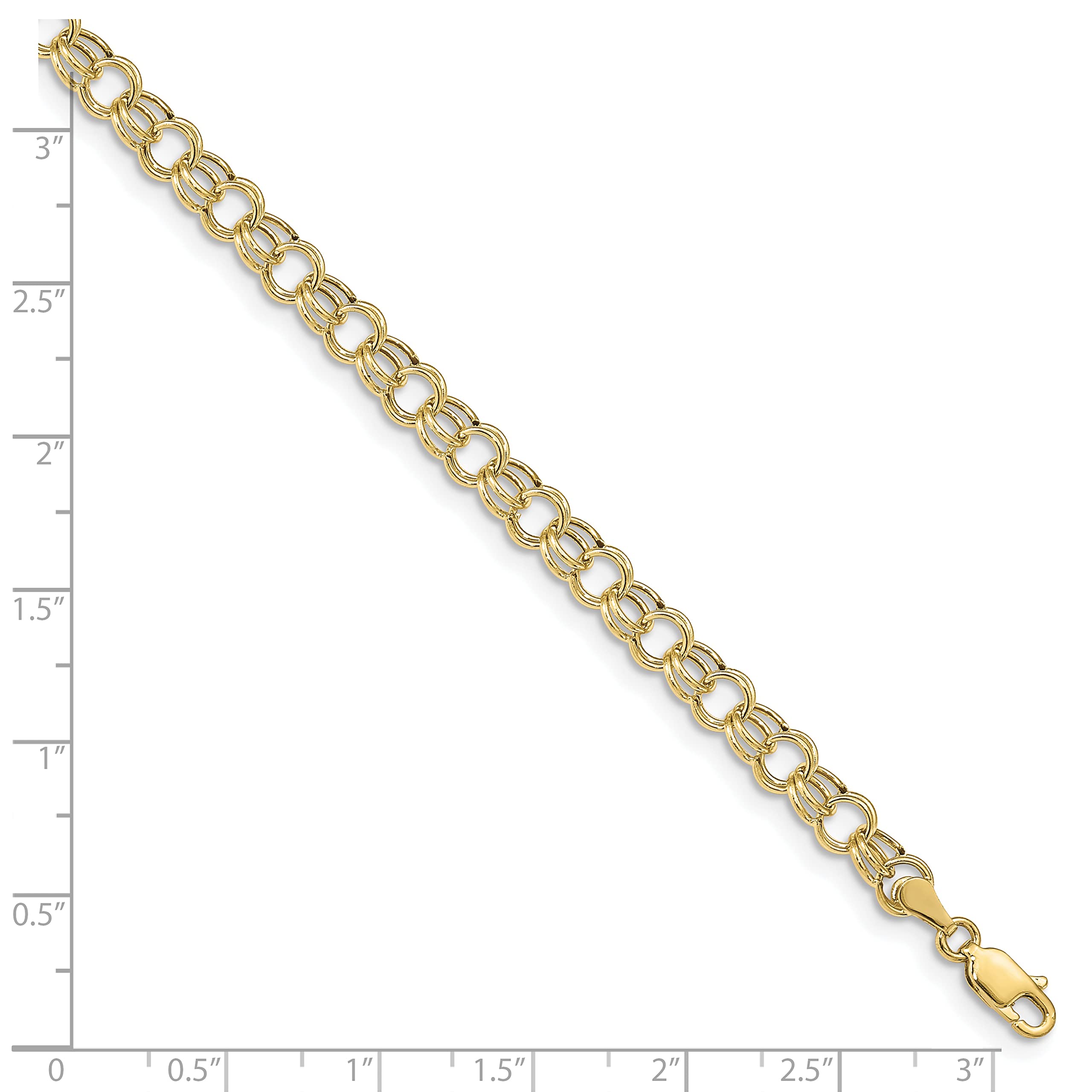 10k Yellow Gold Hollow Double Link Charm Bracelet & Anklet - 7