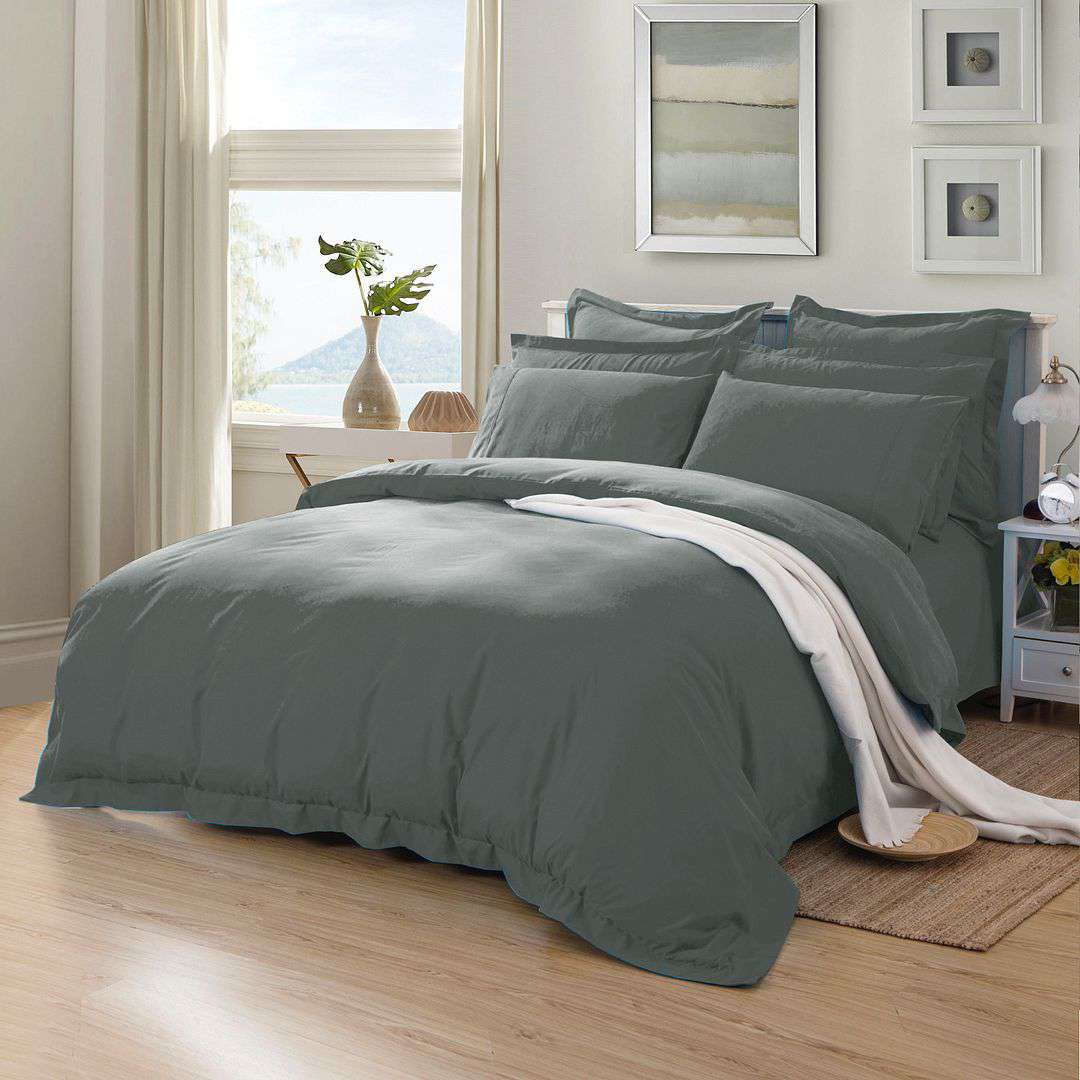 Premium 1000TC King Size Quilt Cover Set - Charcoal Gray | Luxury Bedding for Master Bedroom & Guest Room | Soft & Breathable Duvet Cover with Zipper Closure