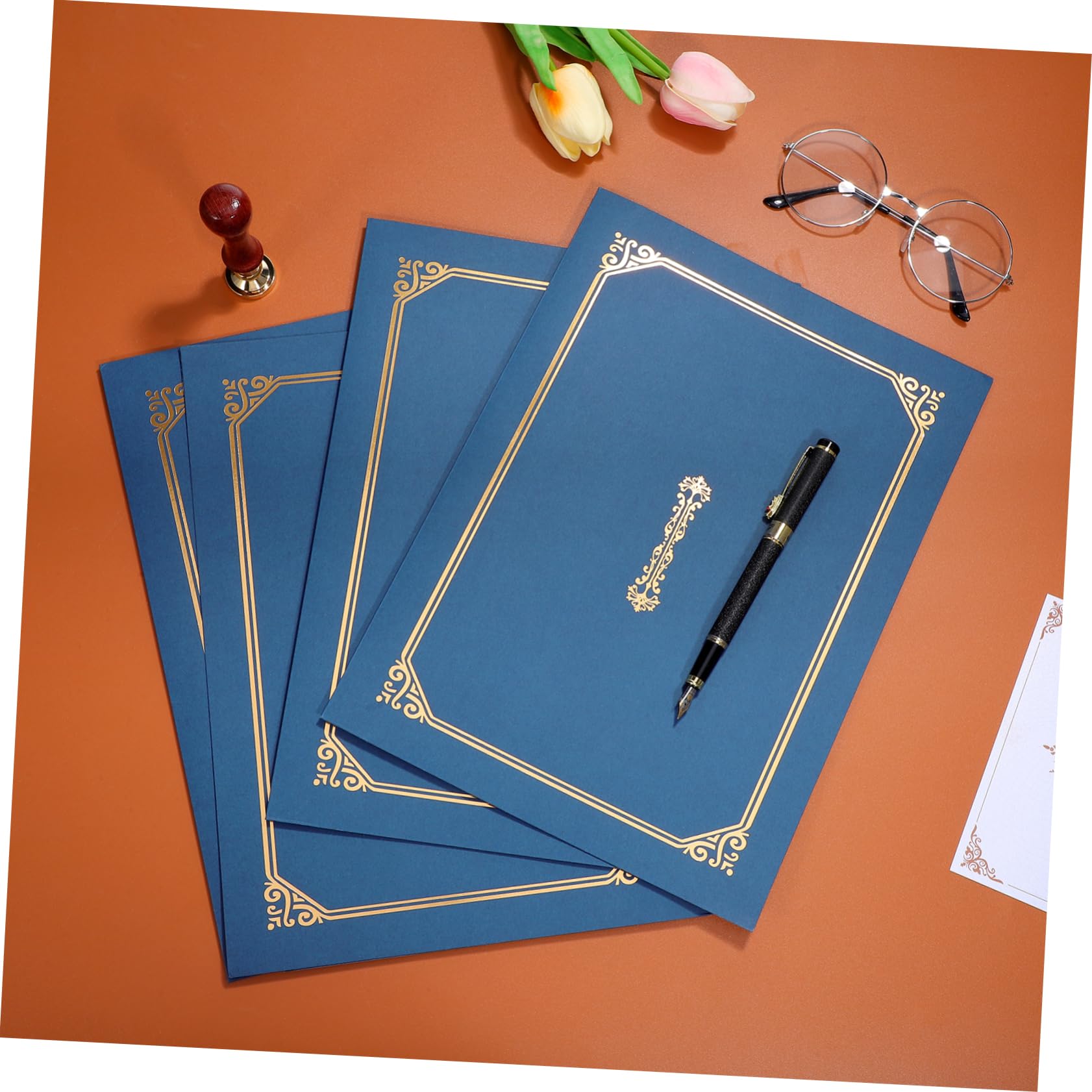 Alipis 4-Pack Blue Diploma Certificate Holders - A4 Document Folders for Awards, Diplomas & Important Papers | Perfect for Graduation, Office Organization & Professional Document Display