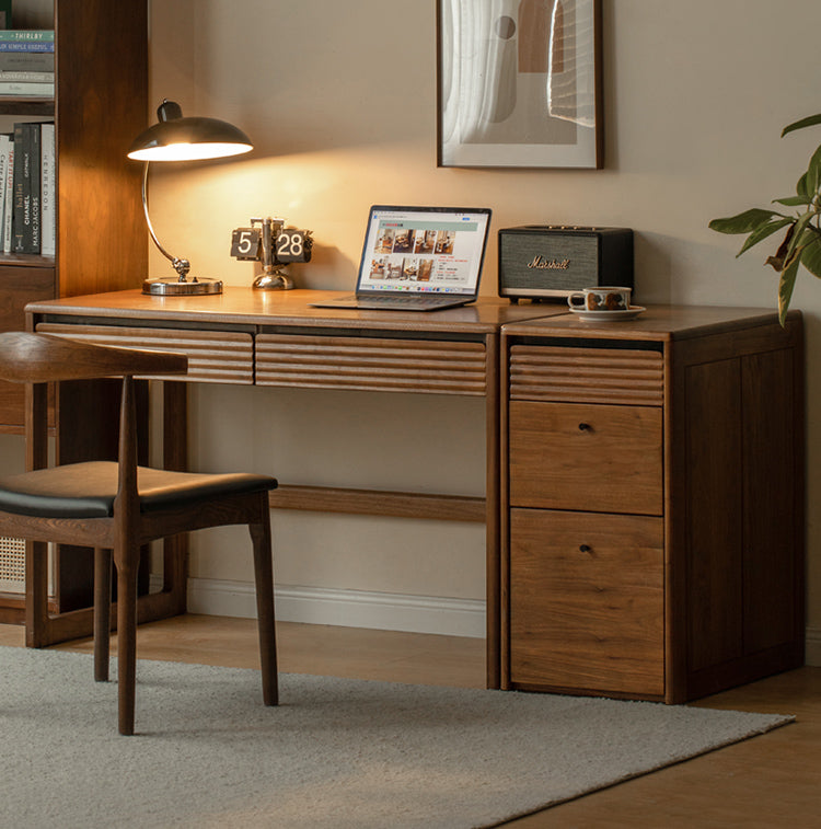 Premium Black Walnut Solid Wood Desk - Modern Nordic Style Home Office Desk for Study, Work & Writing - Durable & Stylish Workspace Solution