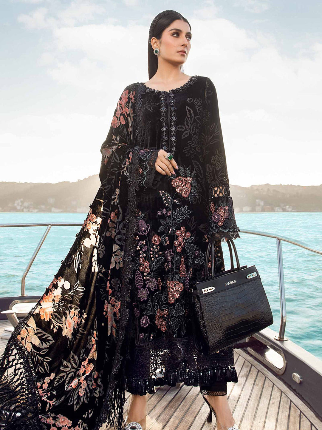 Elegant Black Semi Stitched Designer Pant Suit with Exquisite Embroidery - Perfect for Weddings, Parties & Formal Events