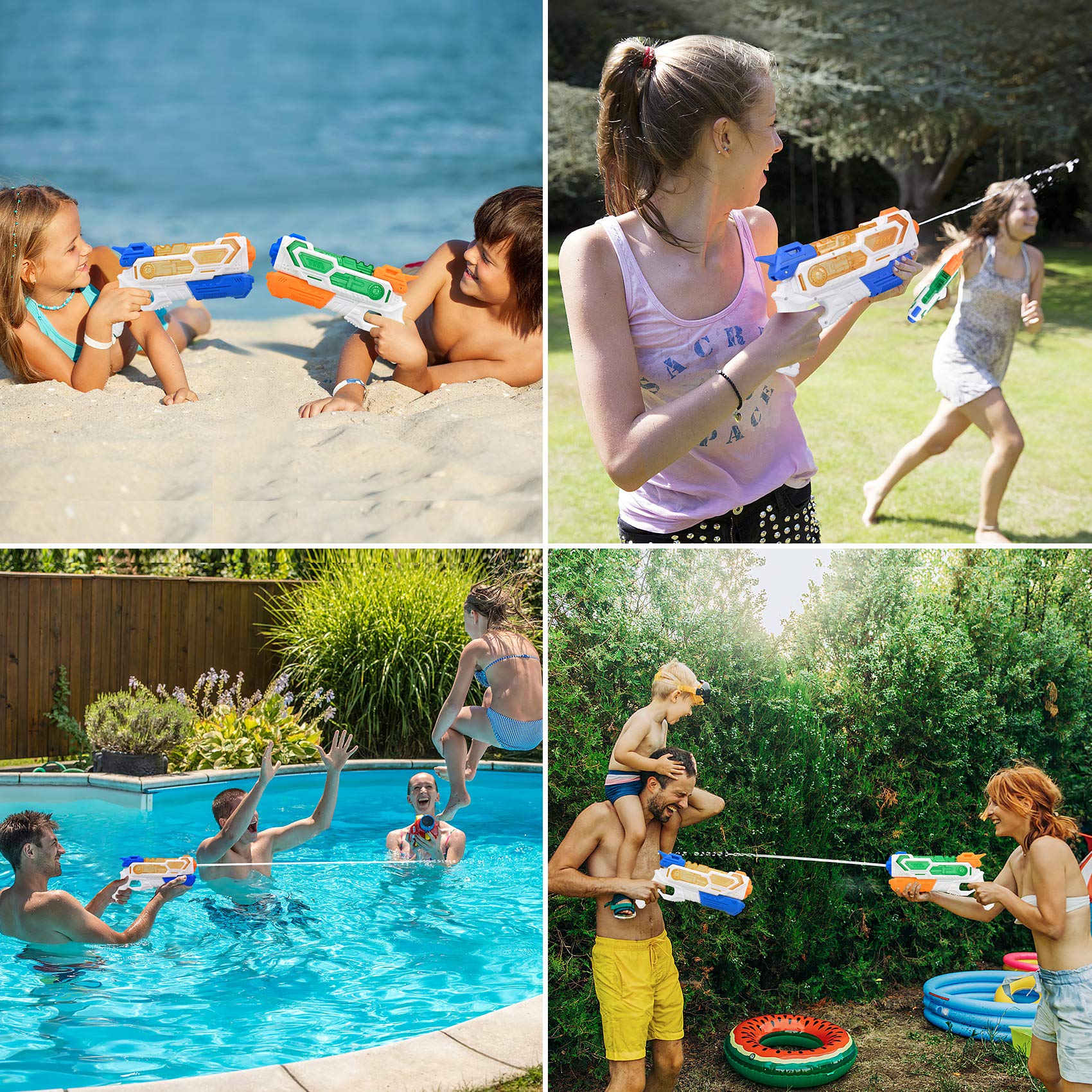 Balnore Super Soaker Water Gun for Kids & Adults - 2 Pack High-Powered Water Blaster with 32ft Range, Outdoor Pool Beach Toys for Summer Parties, Water Fights & Backyard Fun