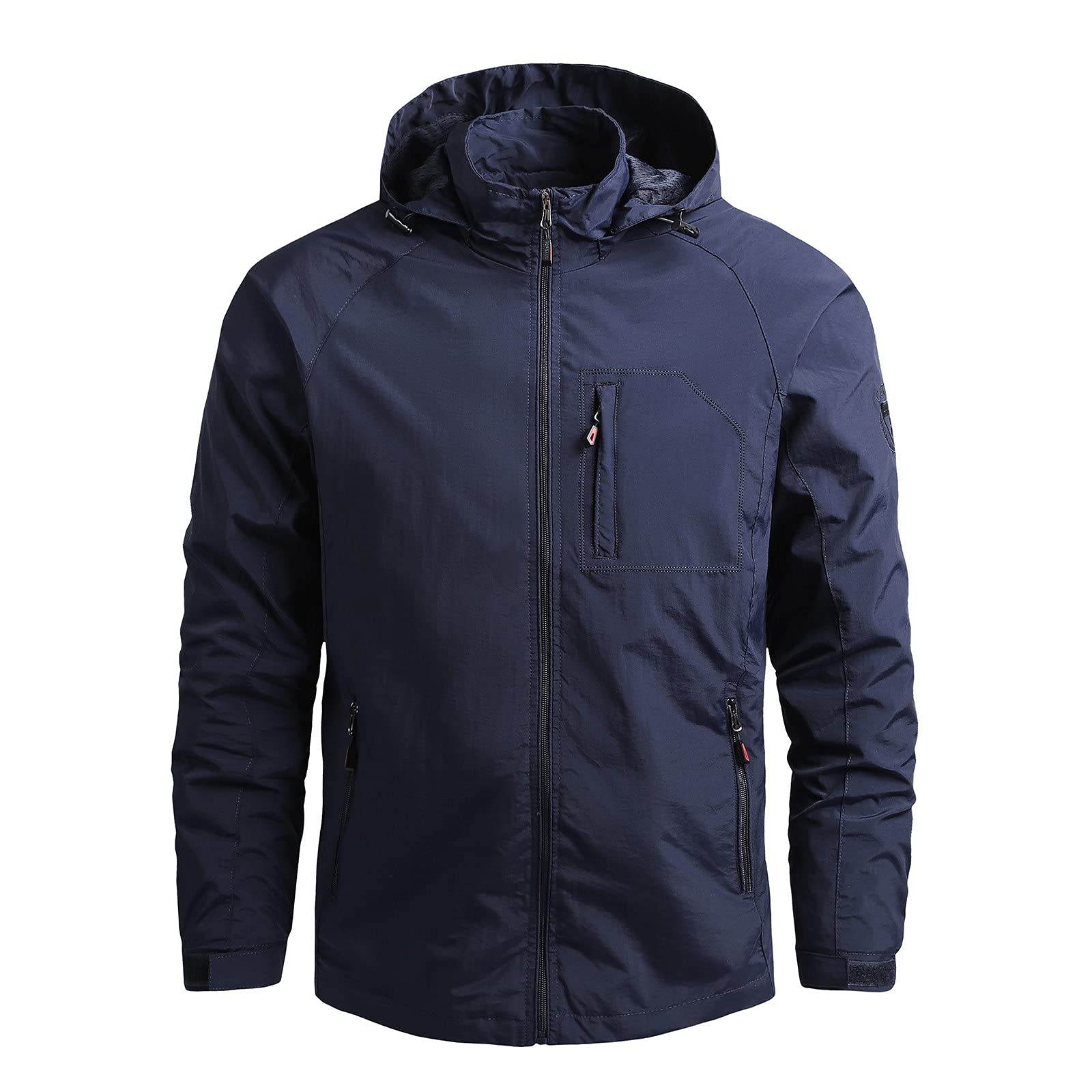 Men's Waterproof Hooded Jacket for Autumn & Winter - Detachable Hood, Lightweight Outdoor Coat for Hiking, Camping & Daily Wear