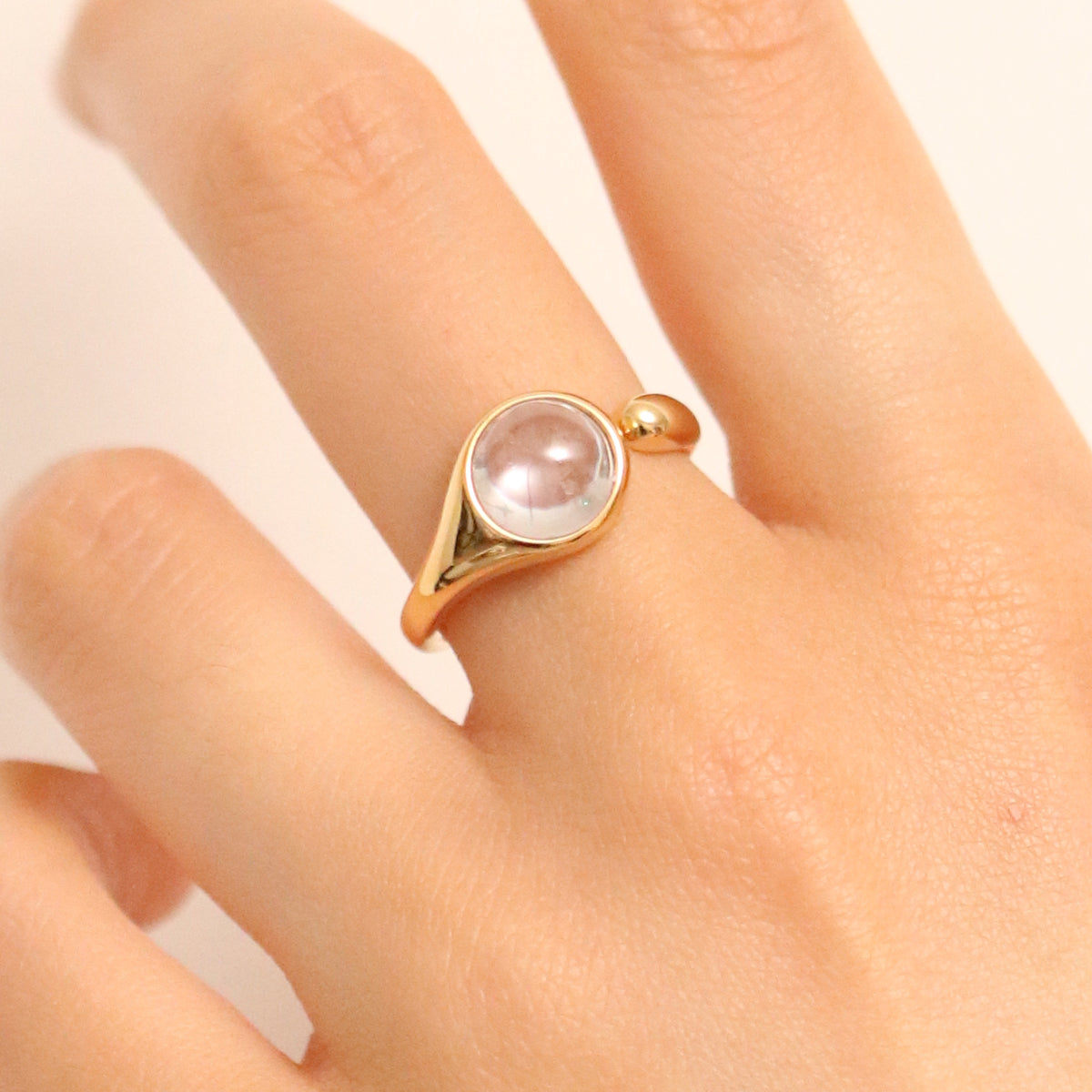 Elegant Clear Moonstone Ring for Women - Sterling Silver Adjustable Band - Perfect for Weddings, Gifts & Boho Fashion