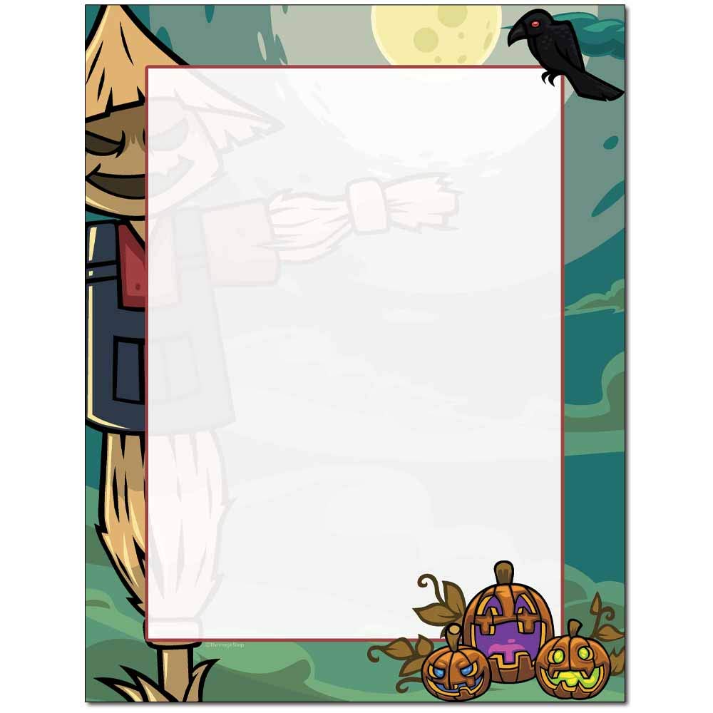 Scarecrow Halloween Letterhead Paper - 25 Sheets for Laser & Inkjet Printers | Perfect for Party Invitations, Decorations & Spooky Crafts