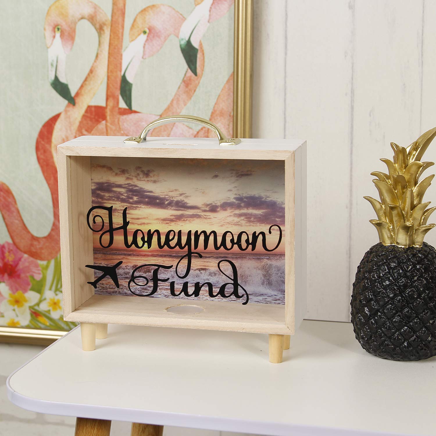 Premium Shadow Box Frame - Wooden Money Box for Wedding & Honeymoon Fund - Perfect for Anniversary Gifts, Baby Showers, and Memory Keepsakes