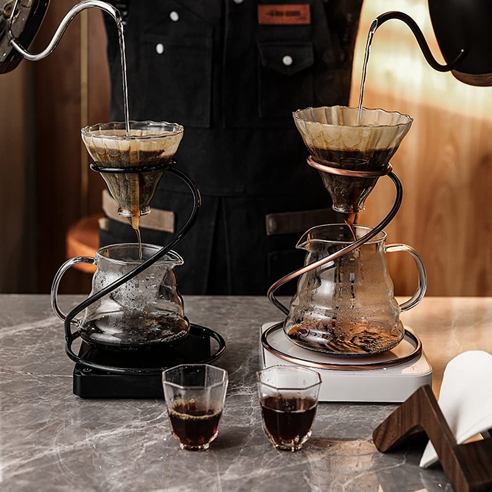 Premium Pour Over Coffee Maker Set - Glass Dripper, Metal Stand, 600ml Heat-Resistant Server & 40 Filters | 4-in-1 Kit for Home, Office & Camping | Specialty Coffee Brewing Equipment for Baristas & Coffee Lovers