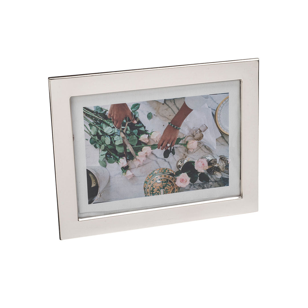 8x10 Sterling Silver Picture Frame - Elegant Plain Photo Display for Home, Office & Gifts | Wall Mount or Tabletop Decor