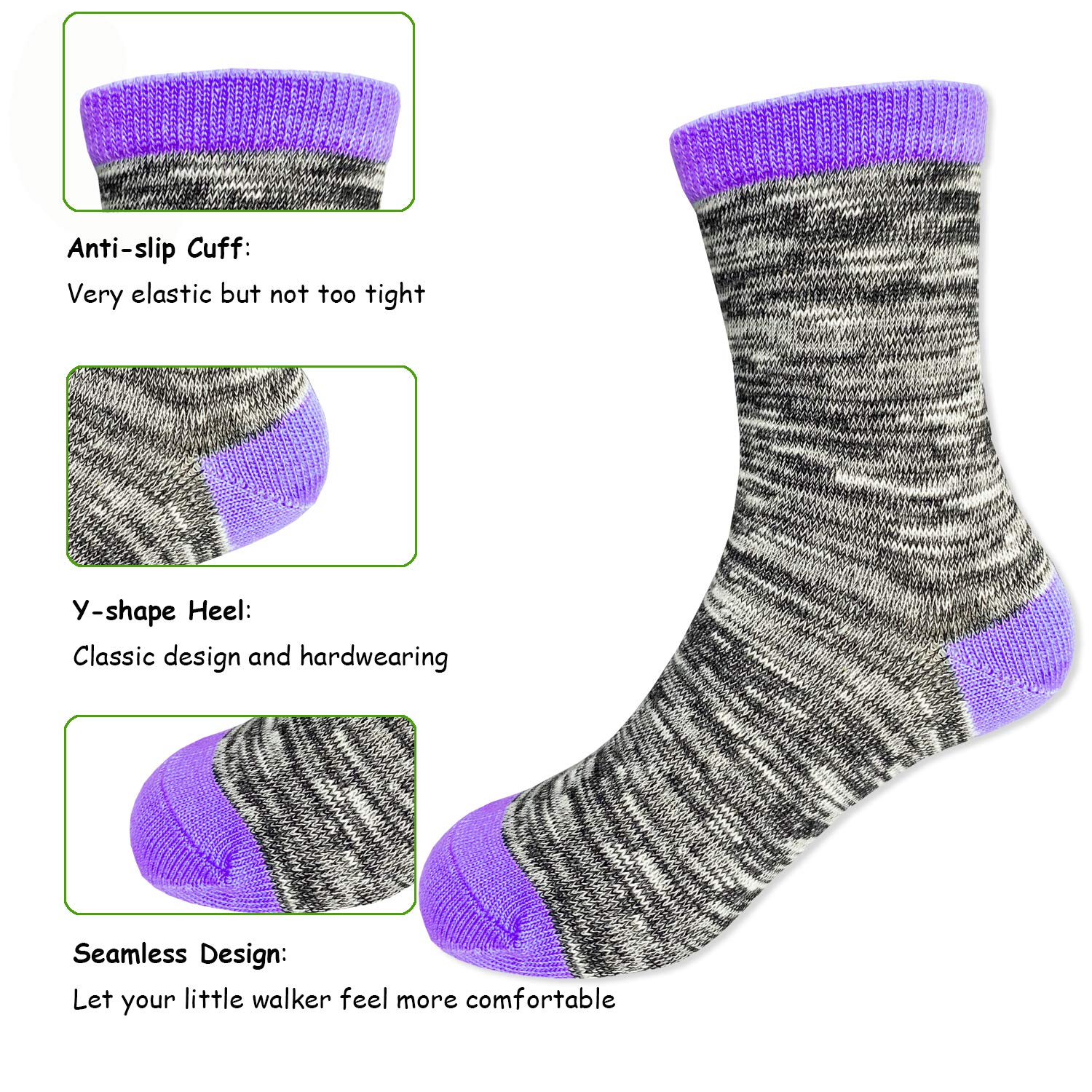 JAMEGIO Boys Socks 12 Pairs - Soft Cotton Crew Socks for Toddler & Kids, Breathable Athletic Socks for School, Sports & Daily Wear