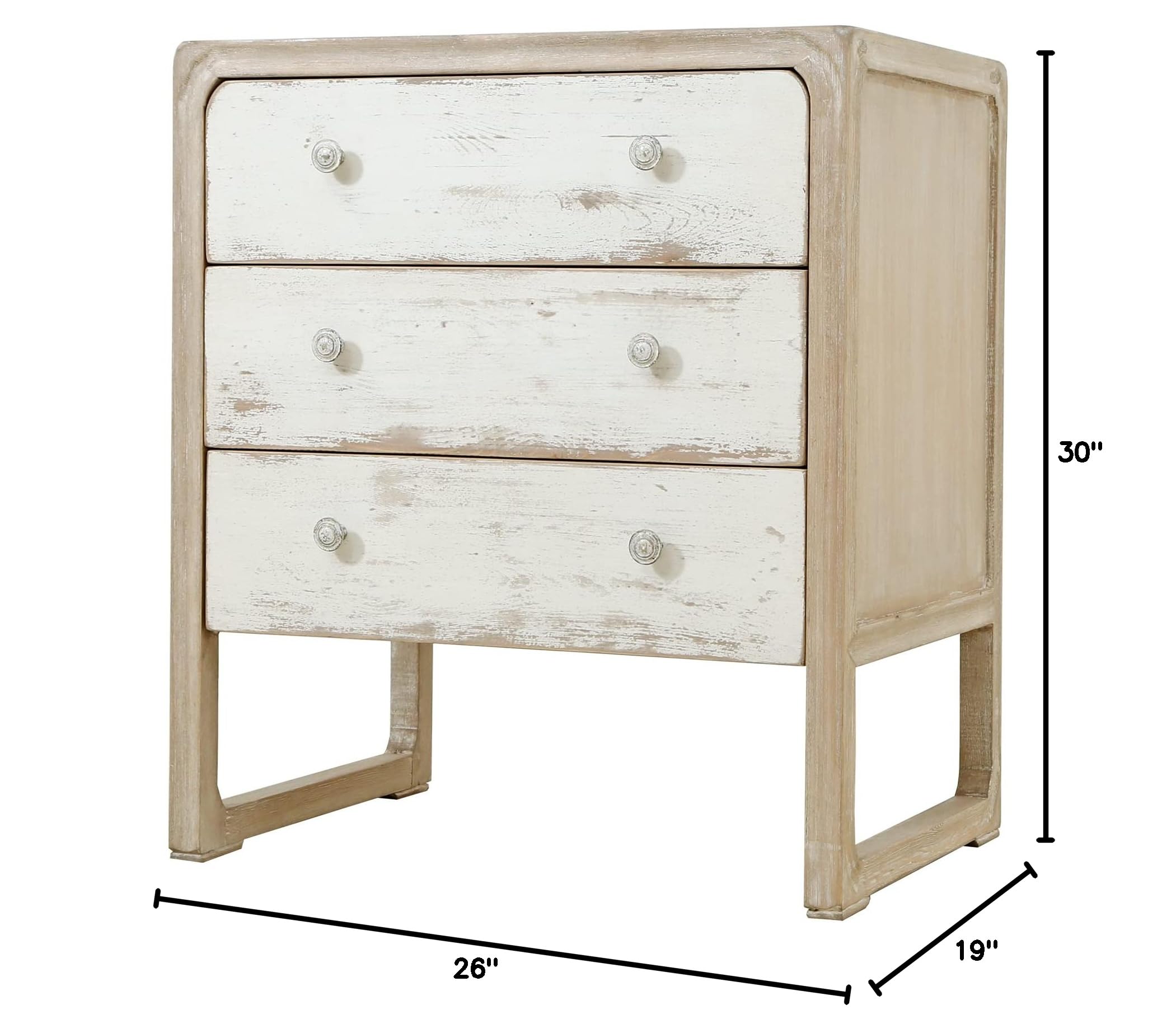 Artissance Reclaimed Wood Peking 3-Drawer Side Table, 30
