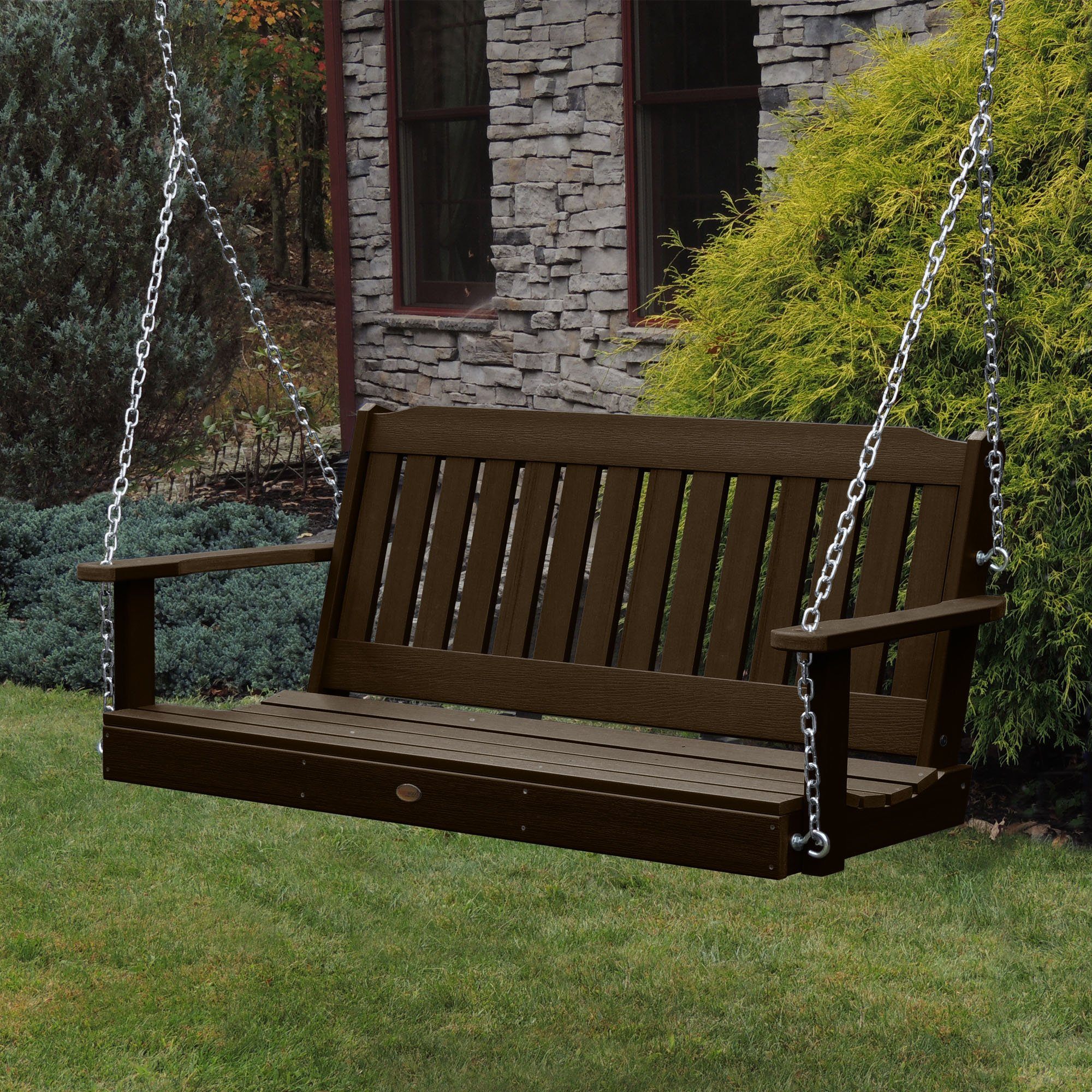 5ft Lehigh Porch Swing - Heavy Duty Outdoor Hanging Bench for Garden, Patio, Deck - Perfect for Relaxing & Lounging in Backyard, Front Porch or Balcony