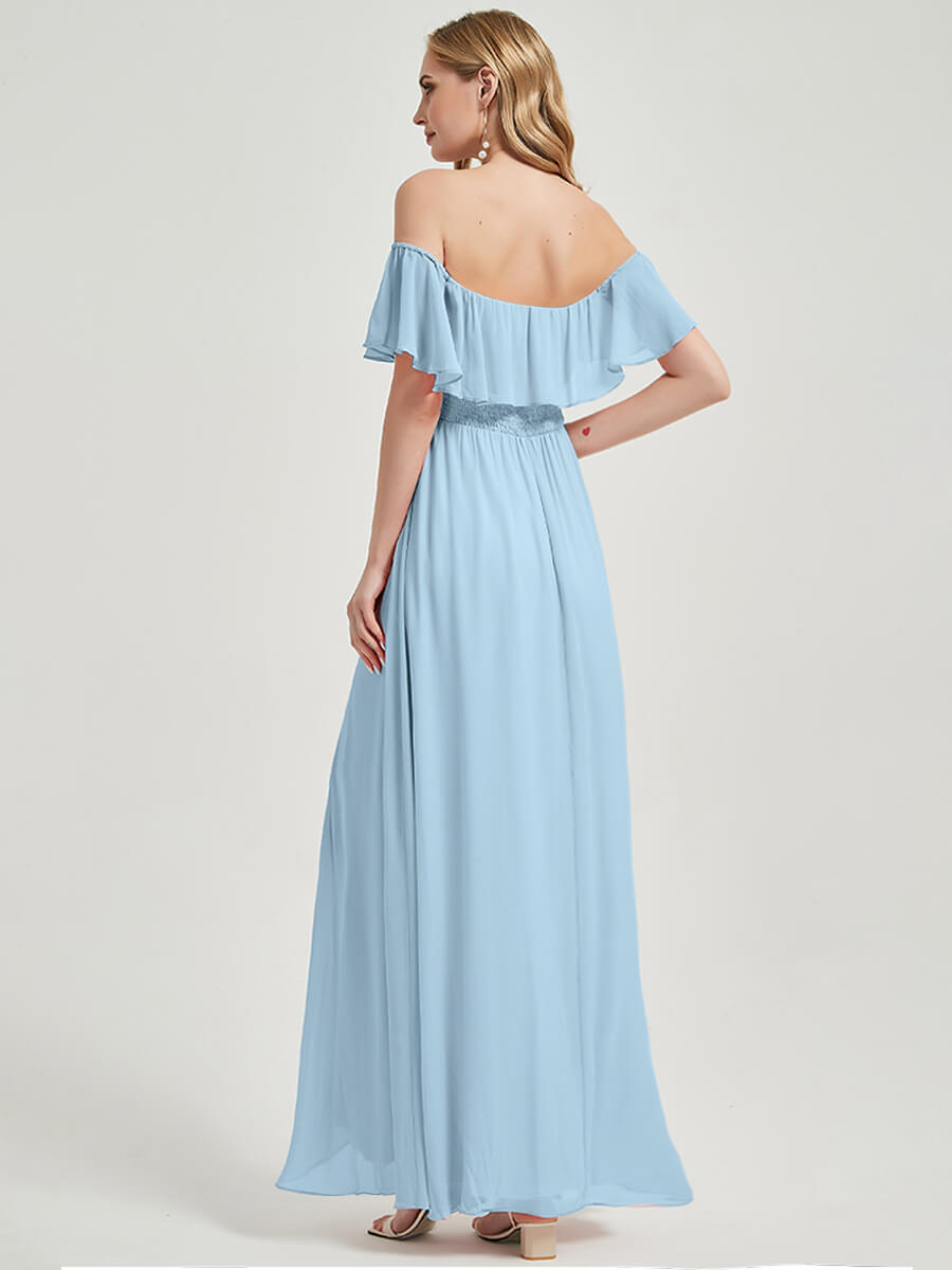 Cornflower Blue Convertible Chiffon Bridesmaid Maxi Dress with Thigh High Slit - Elegant Formal Gown for Weddings, Prom & Evening Events