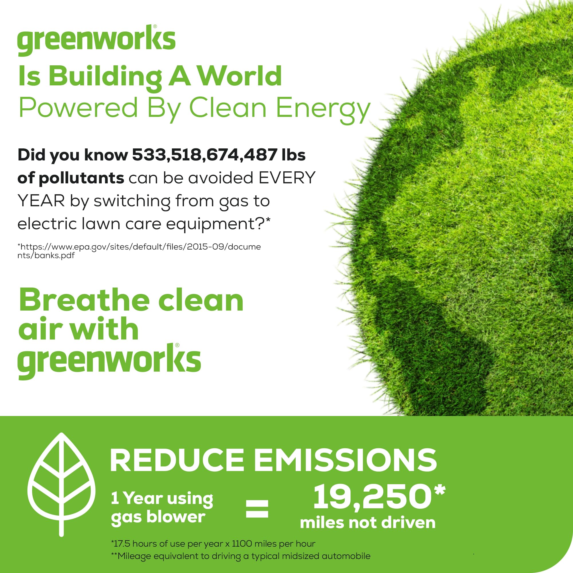 Greenworks 40V Cordless Leaf Blower with Brushless Motor - 130 MPH / 550 CFM - Includes 4.0Ah Battery & Charger - Compatible with 75+ Tools - Perfect for Yard Cleaning, Driveway Clearing & Fall Leaf Removal