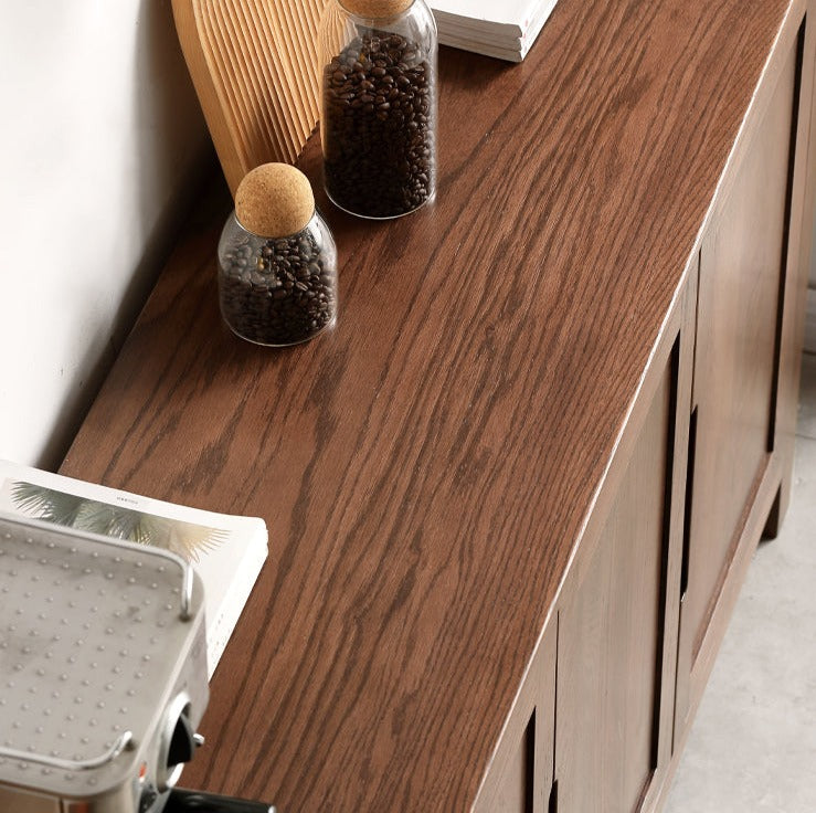 Oak Solid Wood Nordic Sideboard - Modern Scandinavian Buffet Cabinet for Dining Room & Living Room Storage