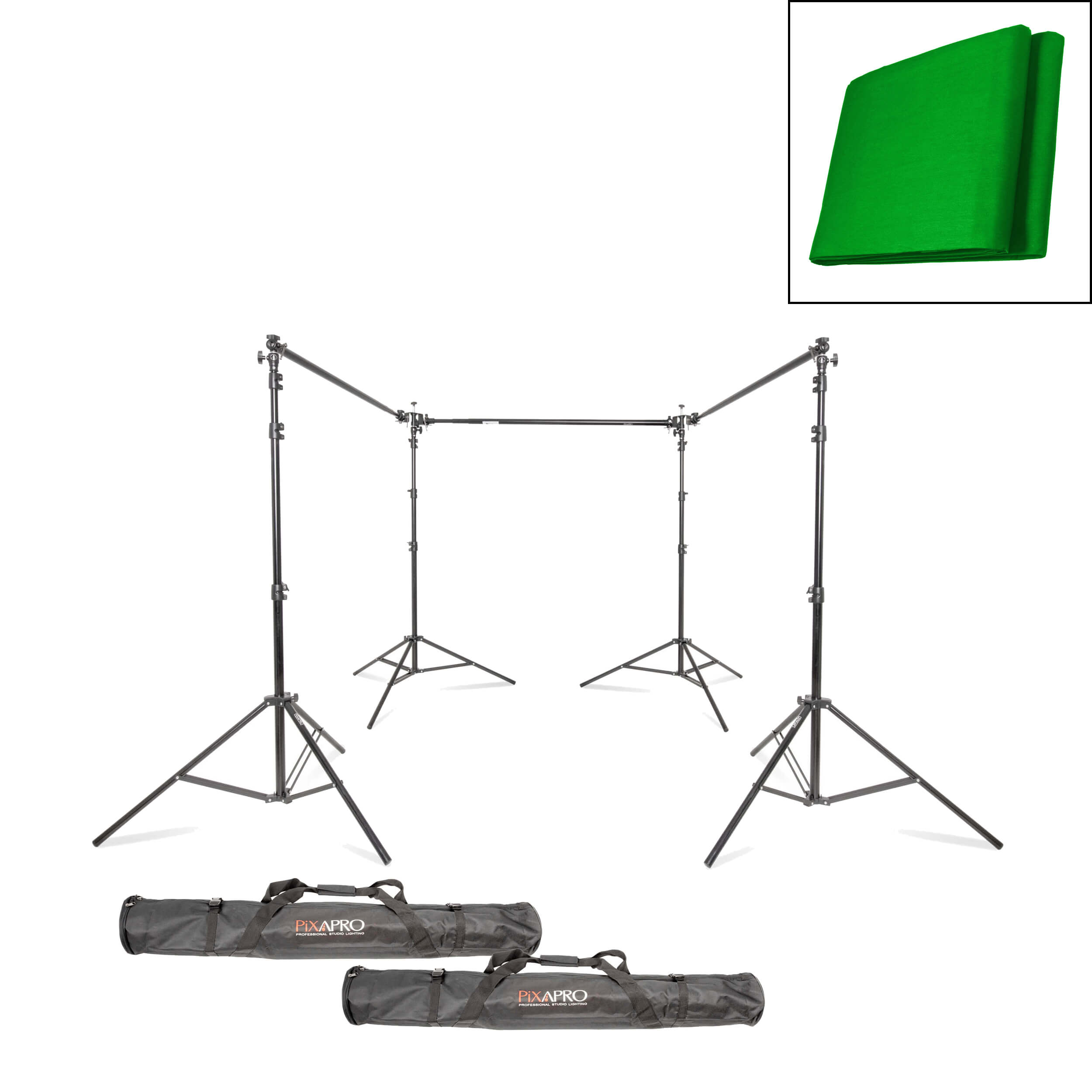 Pure Green Muslin Backdrop with Telescopic Adjustable Stand - Perfect for Photography, Videography, and Studio Backgrounds