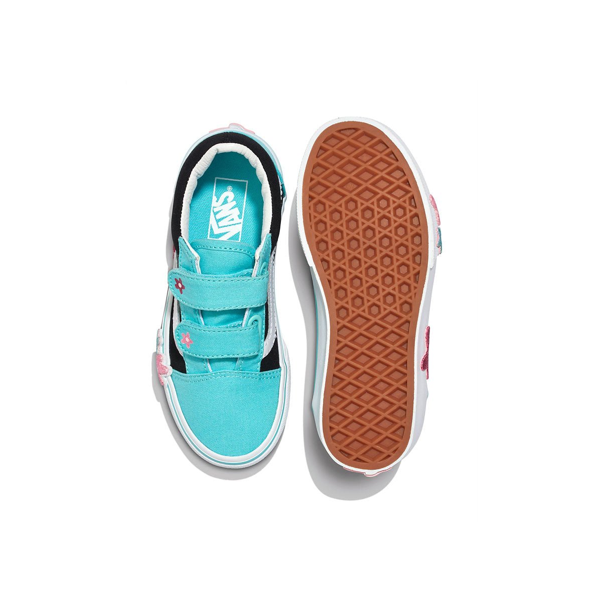 Vans Kids Old Skool V 'Flower Power' Sneakers - Classic Skate Shoes for Boys & Girls | Perfect for School, Play & Skateboarding