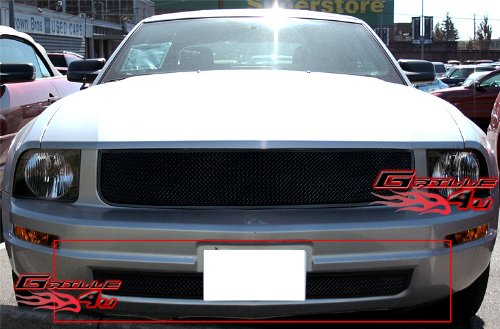 APS Compatible with Ford Mustang 2005-2009 V6 Lower Bumper Stainless Steel Black Mesh Front Grill Insert F76017H - Upgrade Your Mustang's Style & Protection for Street or Show Car Use