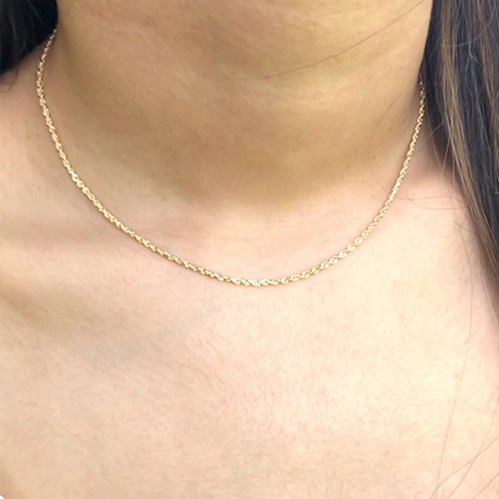 10k Yellow Gold Classic Rope Chain Necklace for Women - Elegant Layering Jewelry for Everyday Wear, Date Nights & Special Occasions
