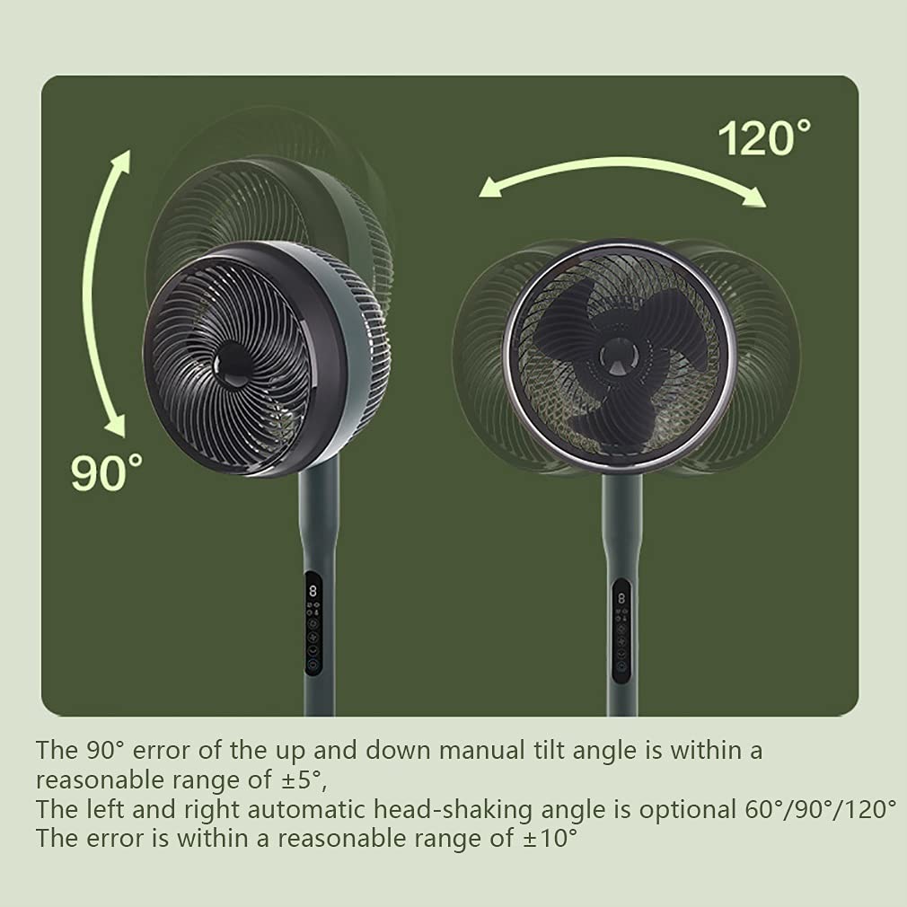 WYH 14-Speed Quiet Standing Pedestal Fan with Remote Control, 3D Oscillation, Adjustable Height & Tilt - Green - Perfect for Bedroom, Office, and Home Cooling