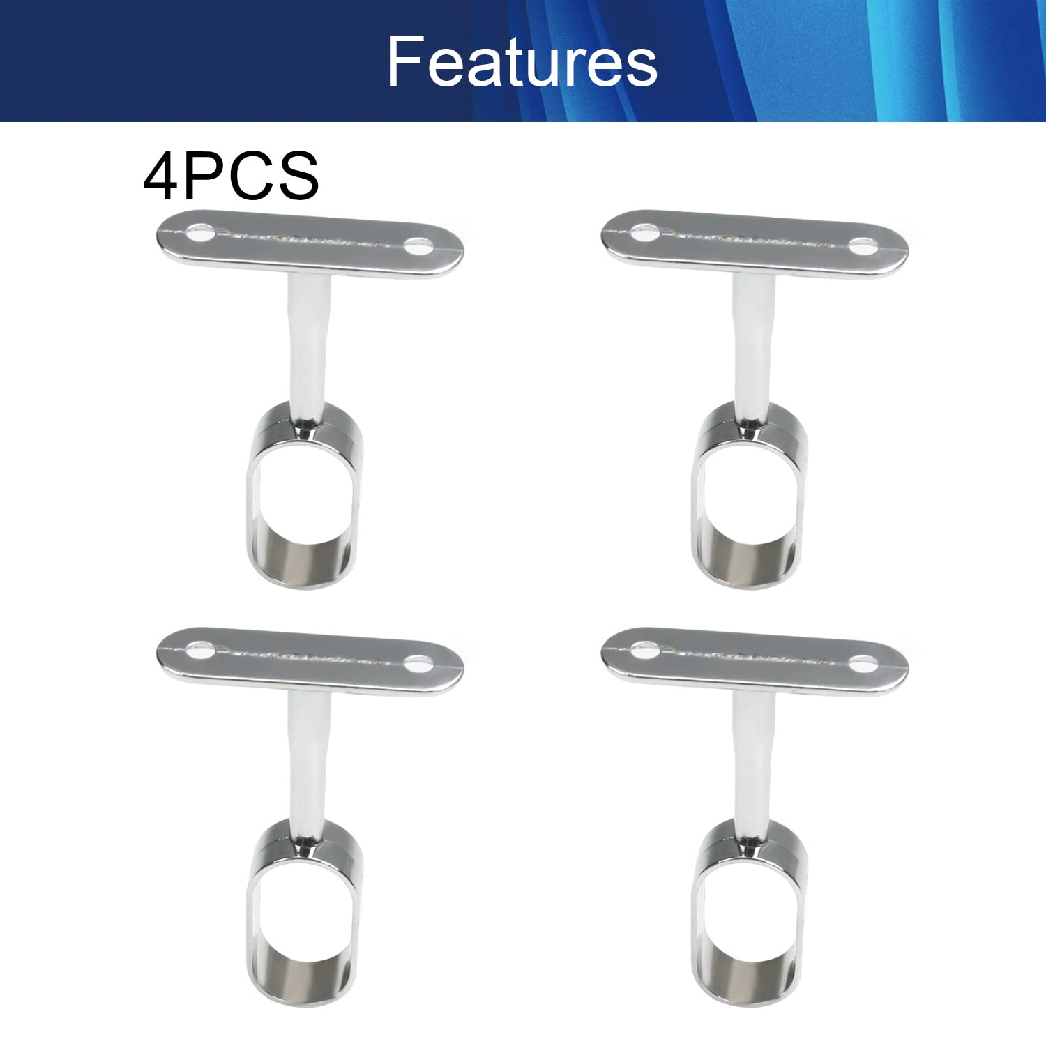 Heavy Duty Closet Rod Flange Holder - 4PCS Ceiling Wardrobe Bracket for Closet Pole & Shower Curtain Rod (16x30mm) - Perfect for Bedroom Storage, Walk-in Closets & Bathroom Organization