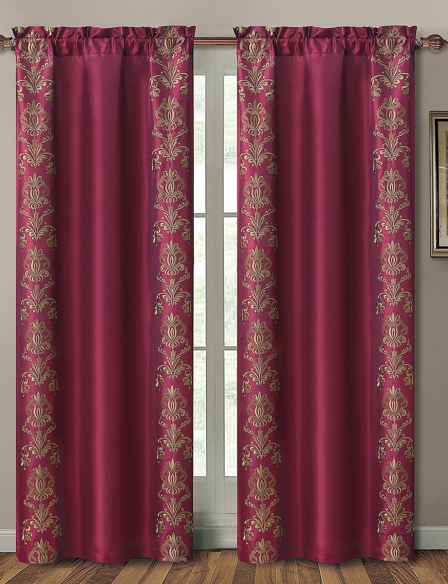 Garwood Damask Curtain Single Panel - Red Window Drapes for Living Room & Bedroom | Elegant Home Decor