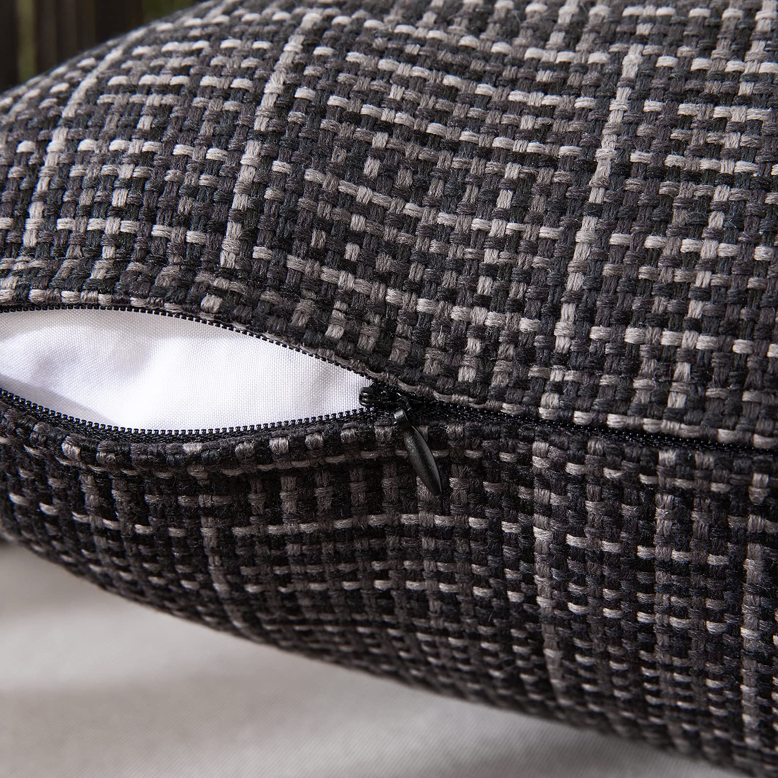 MIULEE Waterproof Outdoor Throw Pillow Covers - Farmhouse Decorative Cushion Covers (12x20 Inch, Pack of 2, Black) - Water Resistant for Patio, Garden, Tent, Couch & Sofa - Perfect for Outdoor Decor, Camping & Home Styling
