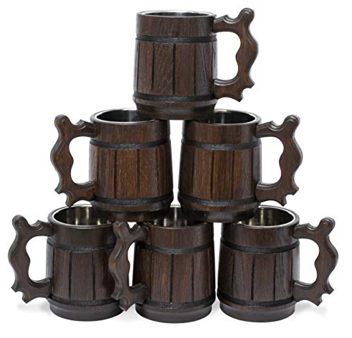 Set of 6 Mugs Retro Brown 20 OZ