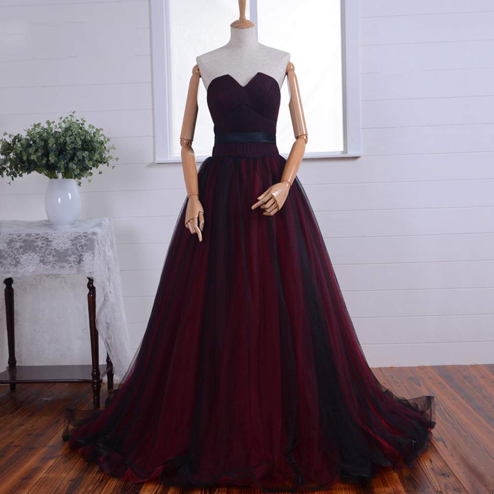 Gothic Black Tulle Long Sash Sweetheart Corset Prom Dress for Women | Elegant Evening Gown for Formal Events, Homecoming & Special Occasions