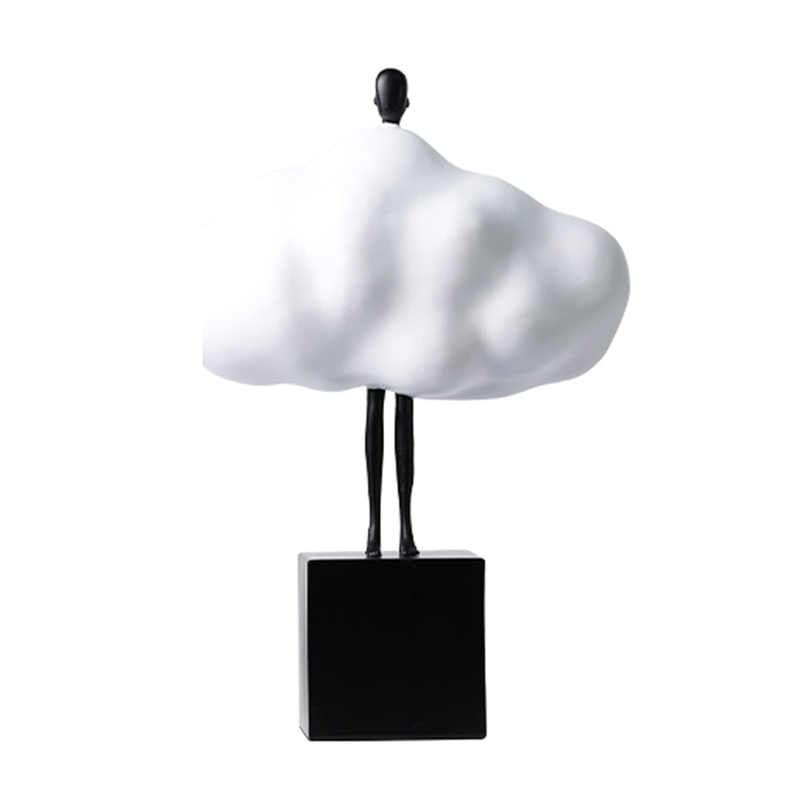 Abstract White Cloud Sculpture - Resin & Metal Art Statue for Home Decor, Shelf Display, Office & Living Room Decoration - Unique Artistic Figurine to Enhance Your Space