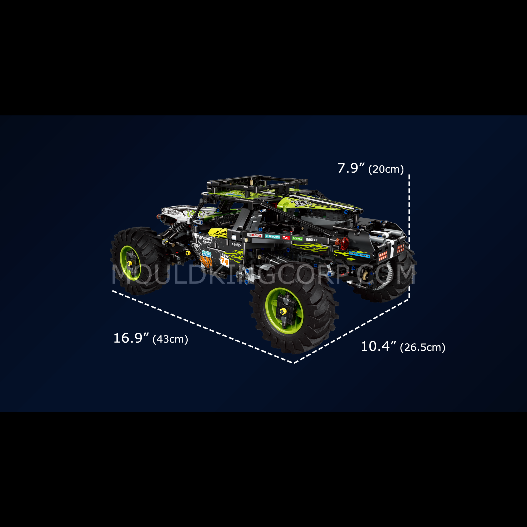 Mould King 18002 Green Hound Remote Control Buggy Building Kit with 1,890 Pieces - STEM Educational Toy for Kids & Adults, Perfect for Indoor & Outdoor RC Car Racing Fun