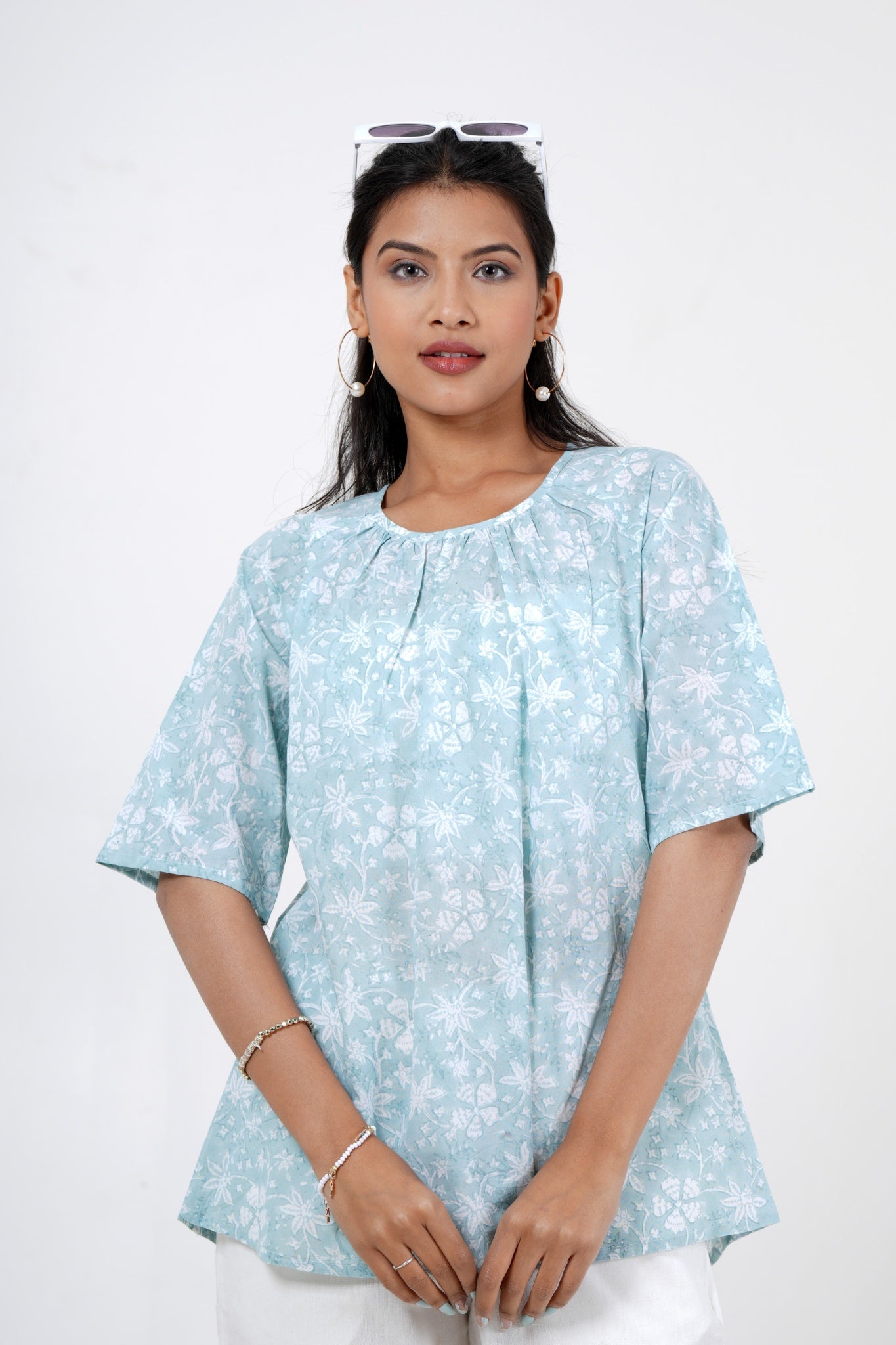 Eco-Friendly Meadow Melody Hand Block Printed Cotton Top for Women | Boho Chic Floral Blouse | Perfect for Casual Wear, Summer Outfits & Festivals