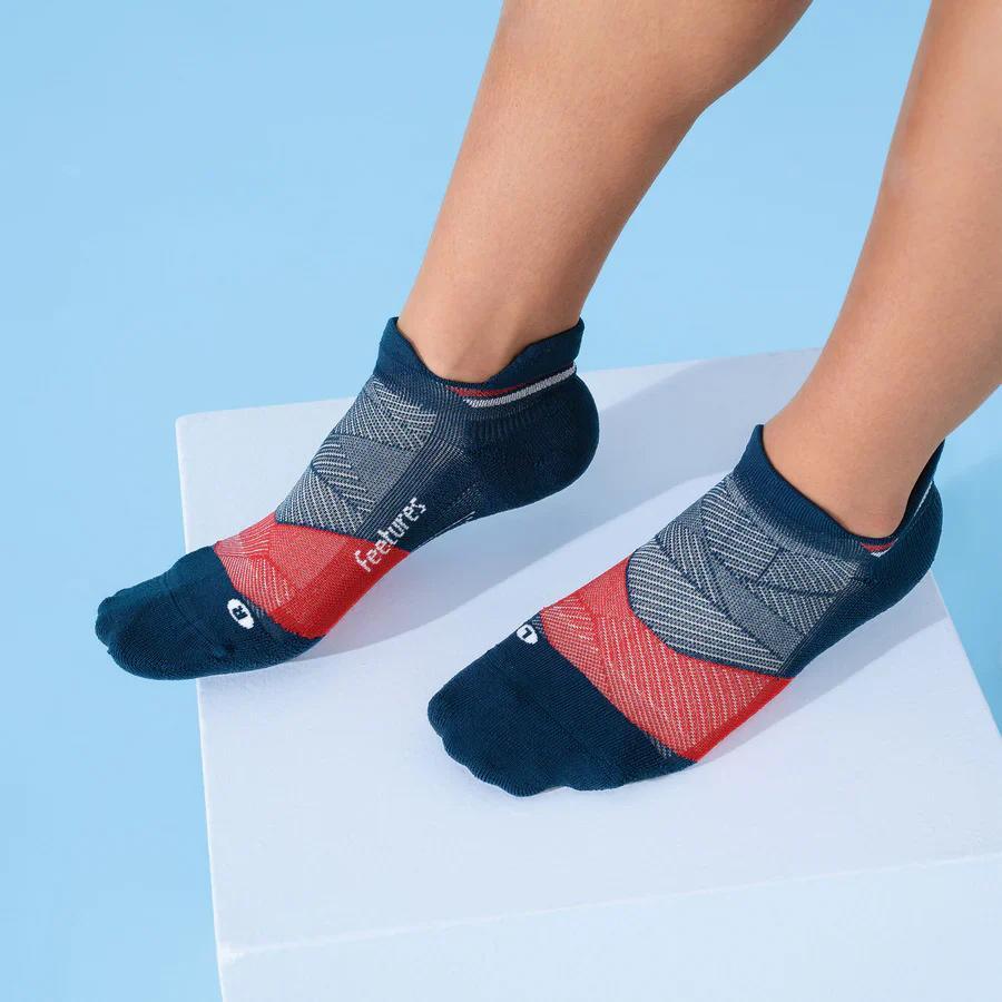 Elite Light Cushion No Show Tab Socks for Men & Women - Breathable Anti-Slip Athletic Socks - USA Navy - Perfect for Running, Gym, Yoga & Everyday Wear