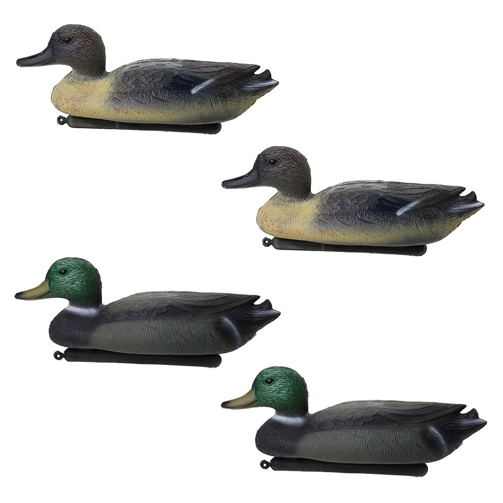 AMLESO 4-Piece Plastic Duck Hunting Lures - Realistic Drake Decoys for Waterfowl Hunting | Perfect for Ponds, Lakes & Field Hunting